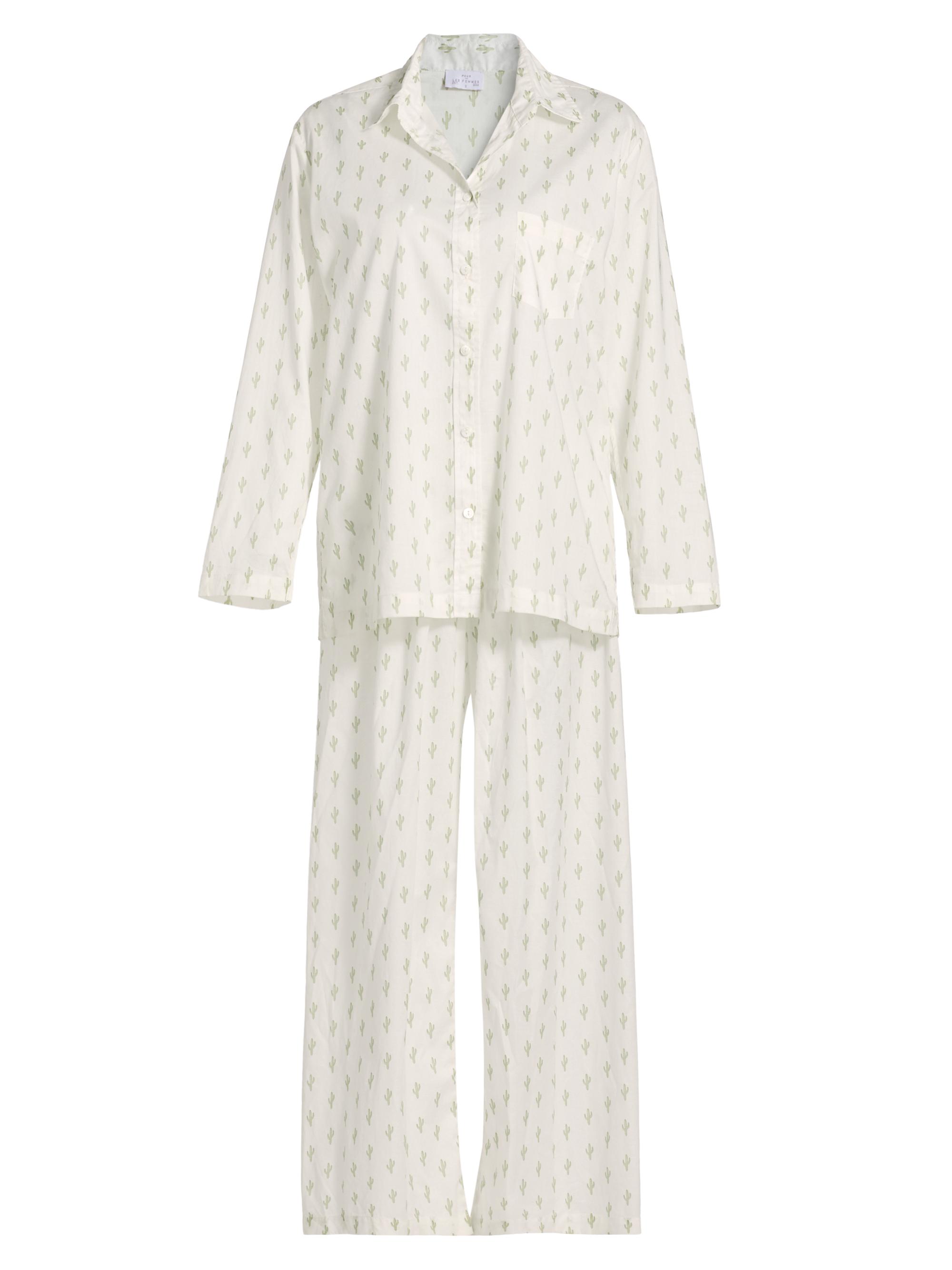 Pour Les Femmes Women's Cactus Cotton Long-Sleeve Pajamas - Cactus