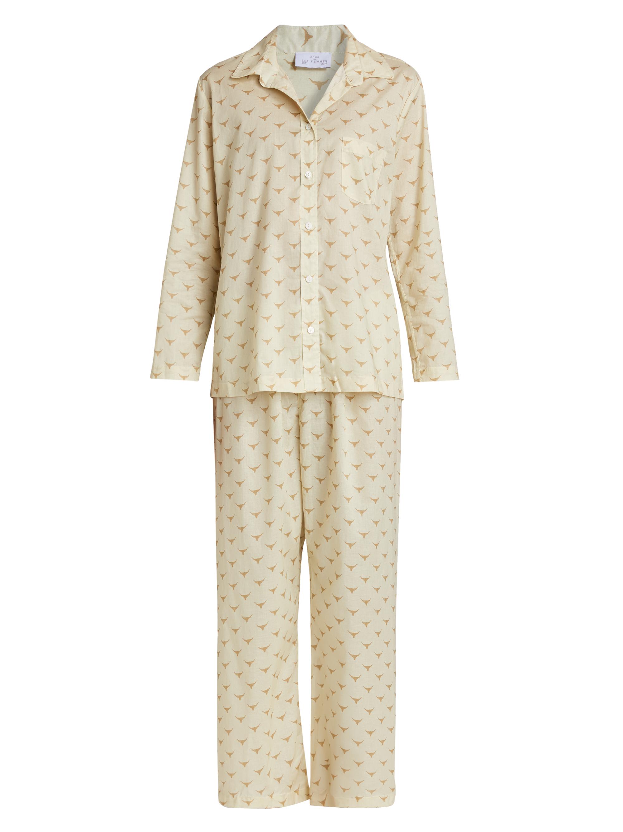 Pour Les Femmes Women's Long Horn Cotton Pajamas - Long Horn