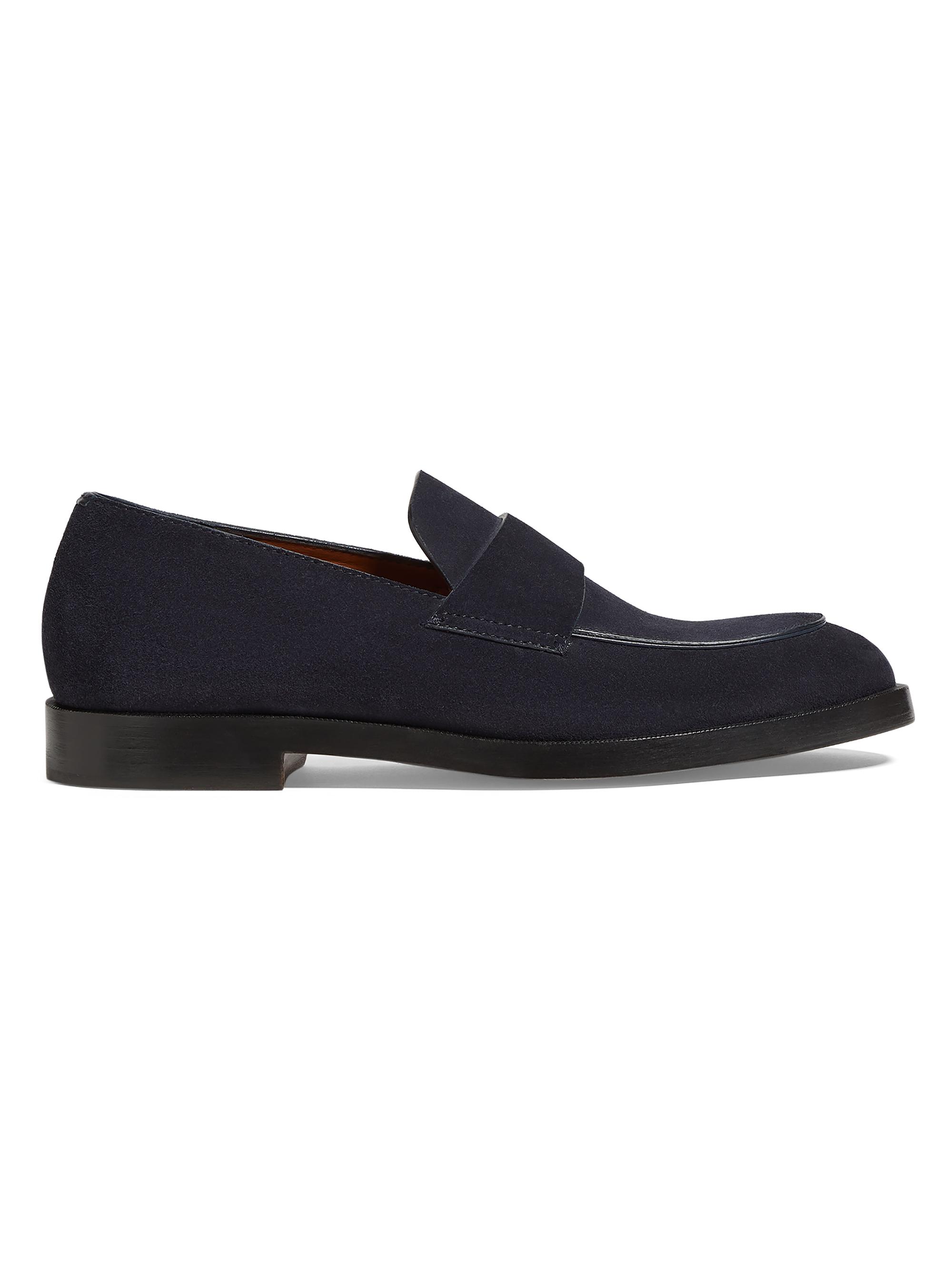 ZEGNA Men's Suede Torino Loafers - Navy Blue