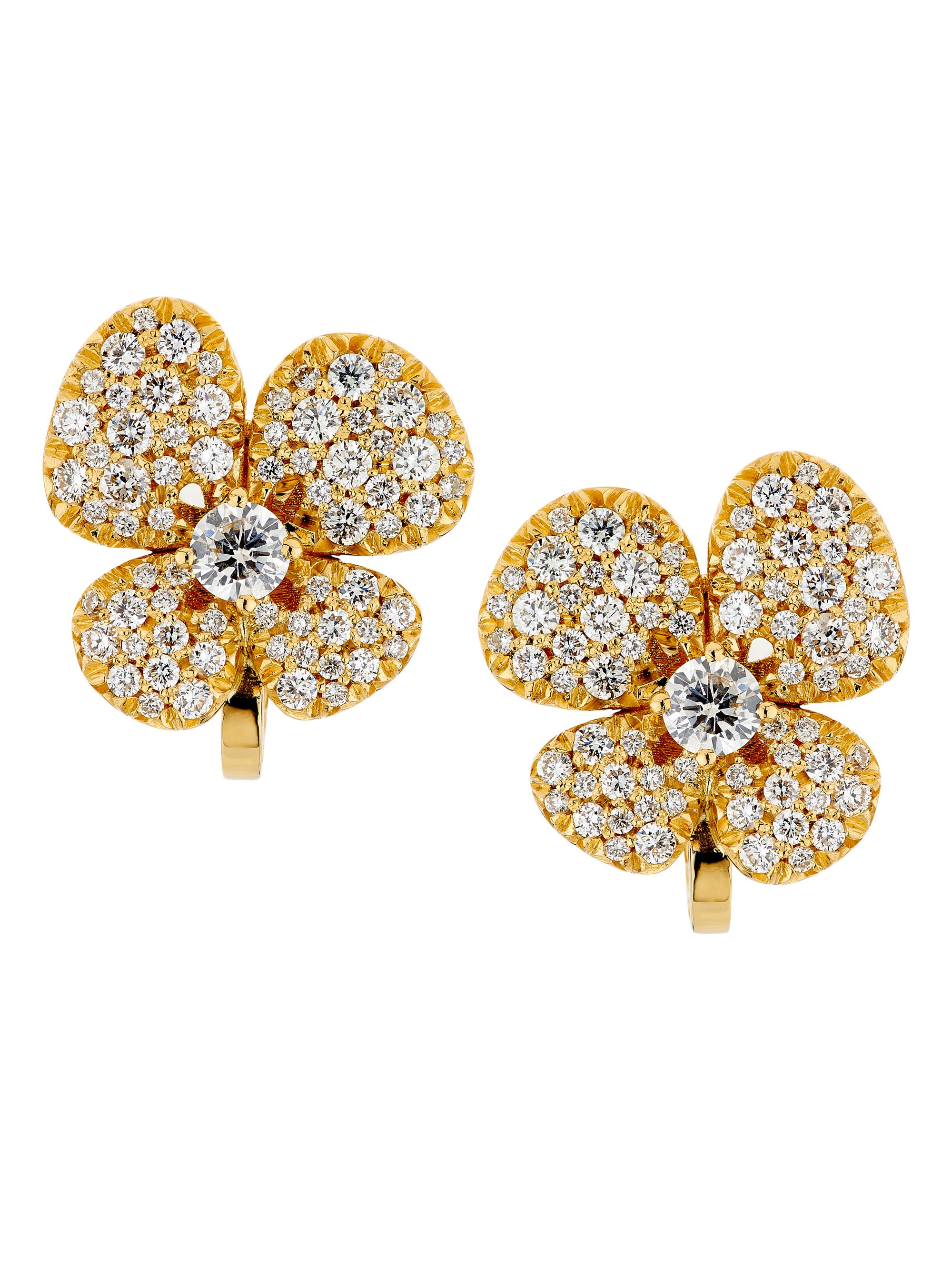 Miseno Women's Ischia 18K Yellow Gold & 1.48 TCW Diamond Flower Stud Earrings - Yellow Gold