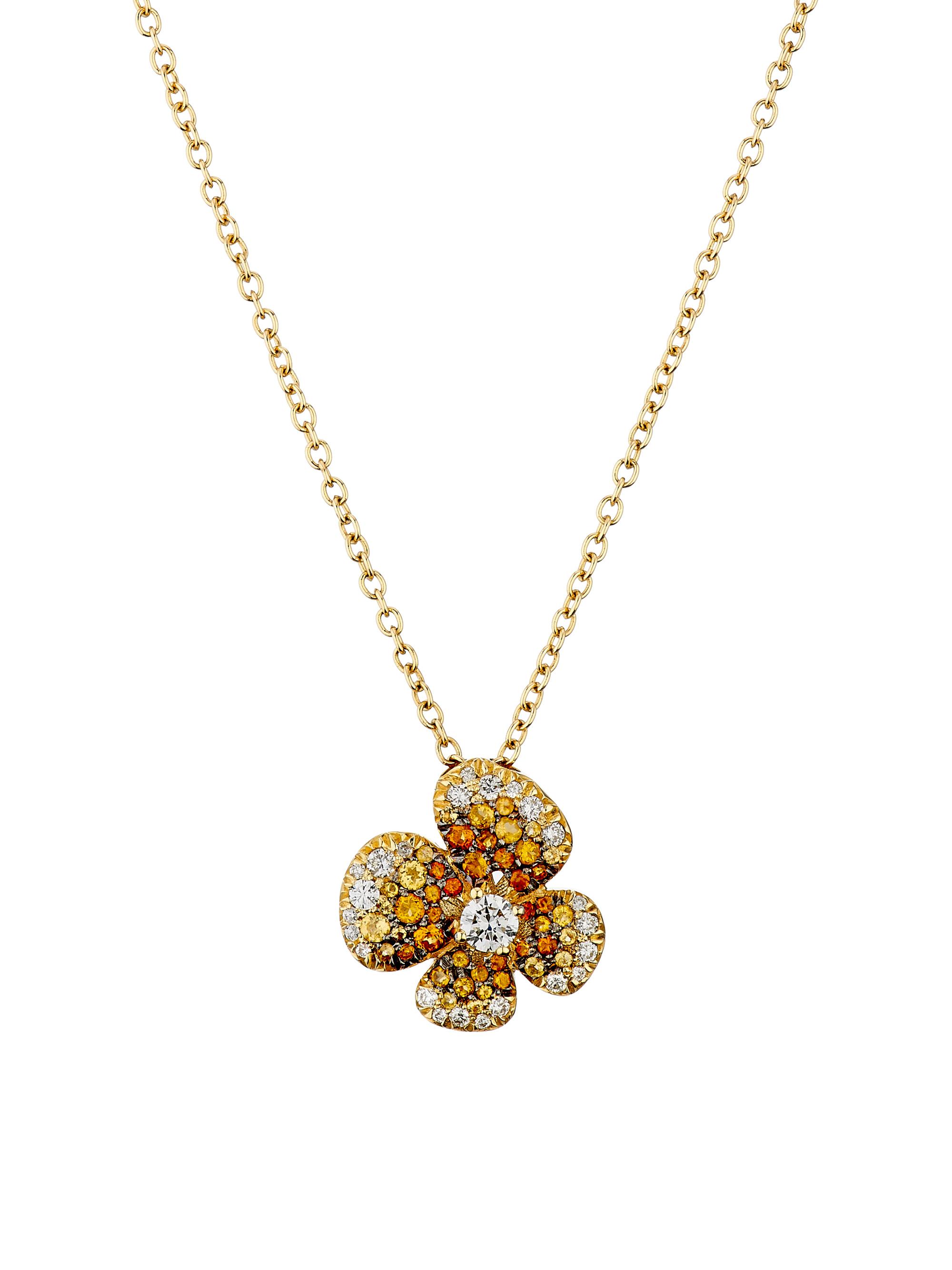 Miseno Women's Ischia 18K Yellow Gold, 0.34 TCW Diamond & Ombré Citrine Flower Pendant Necklace - Yellow Gold