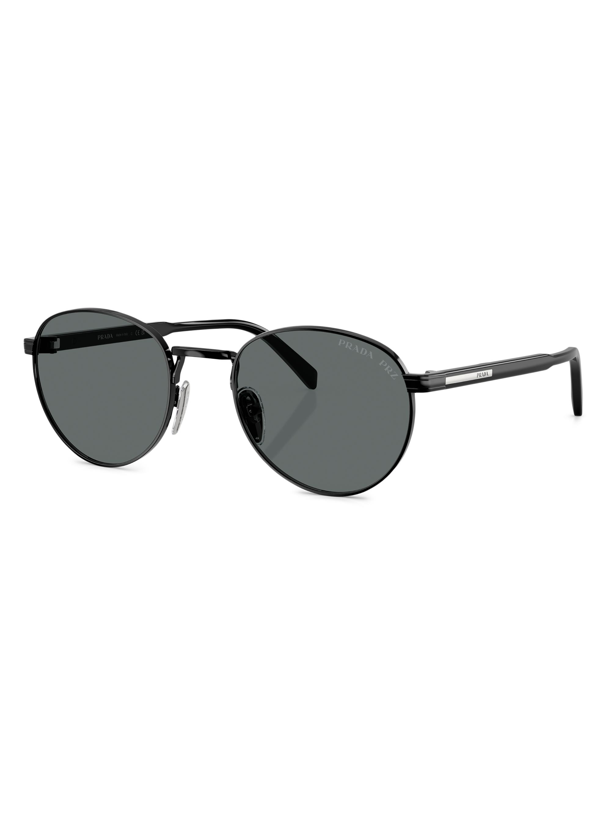 Prada Men's 53MM Oval Sunglasses - Shiny Black