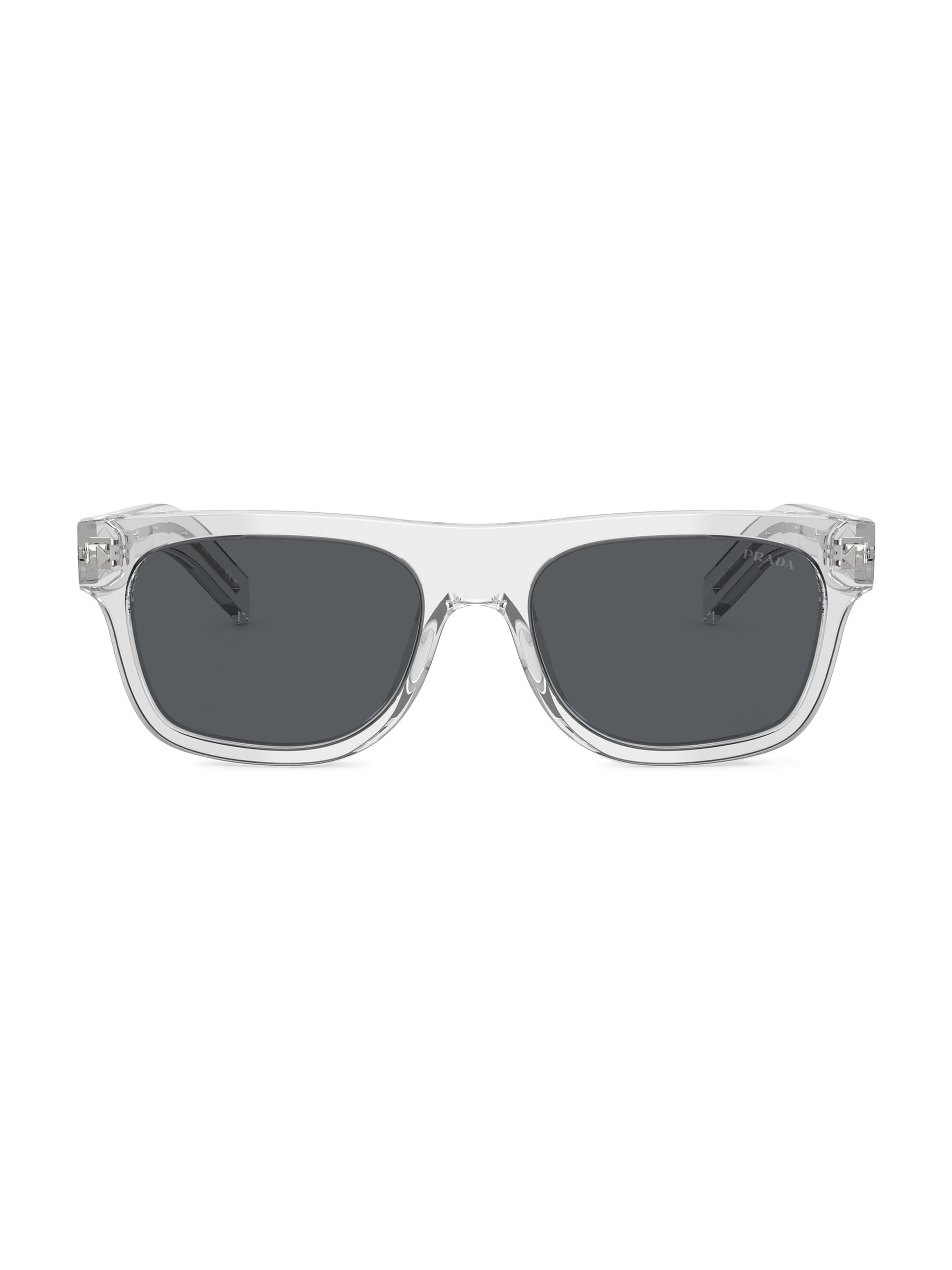 Prada Men's 55MM Pillow Sunglasses - Transparent Grey | Thumbnail 6