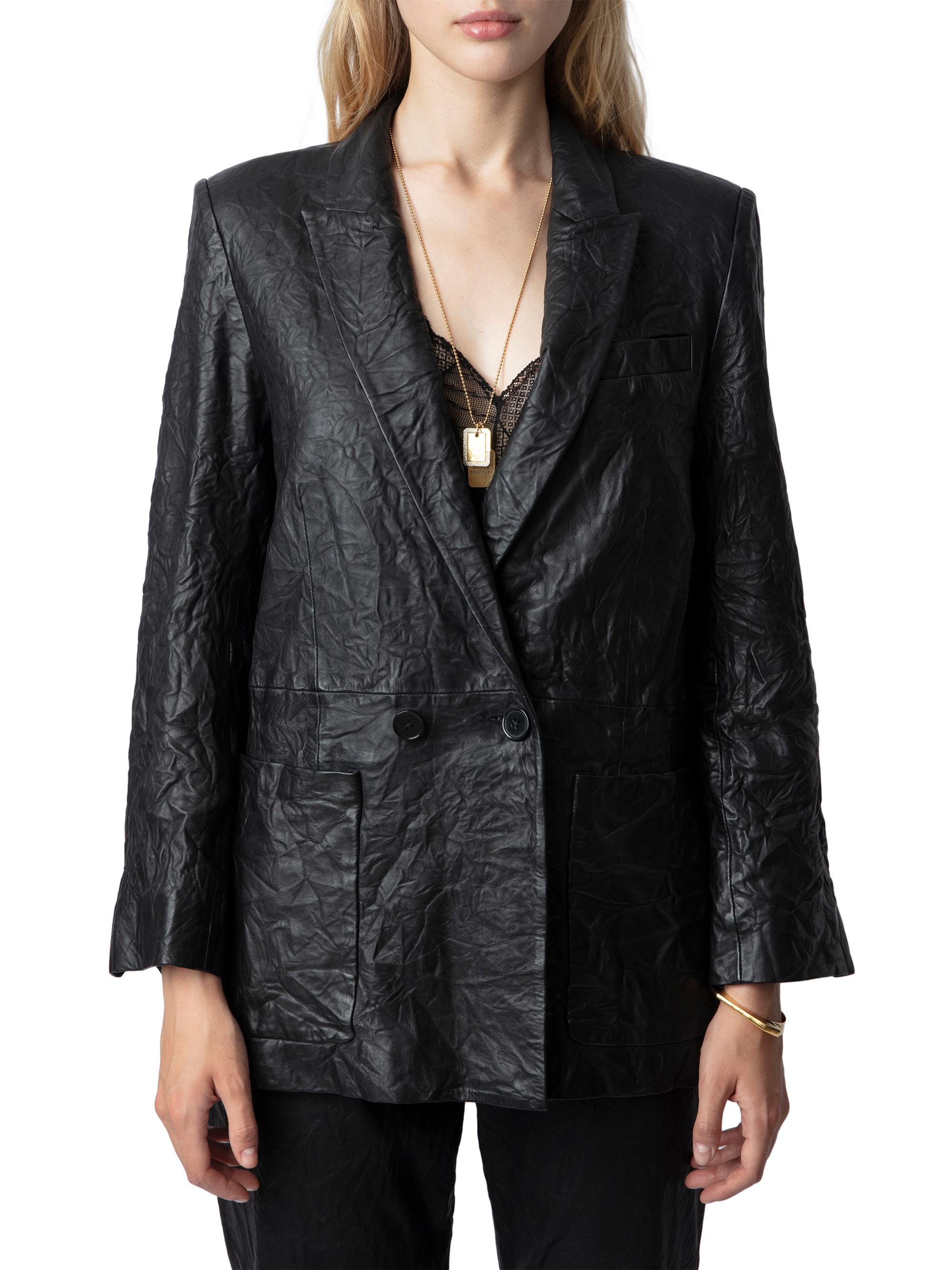 Zadig & Voltaire Visko Cuir Froisse Leather Blazer | Saks Fifth Avenue