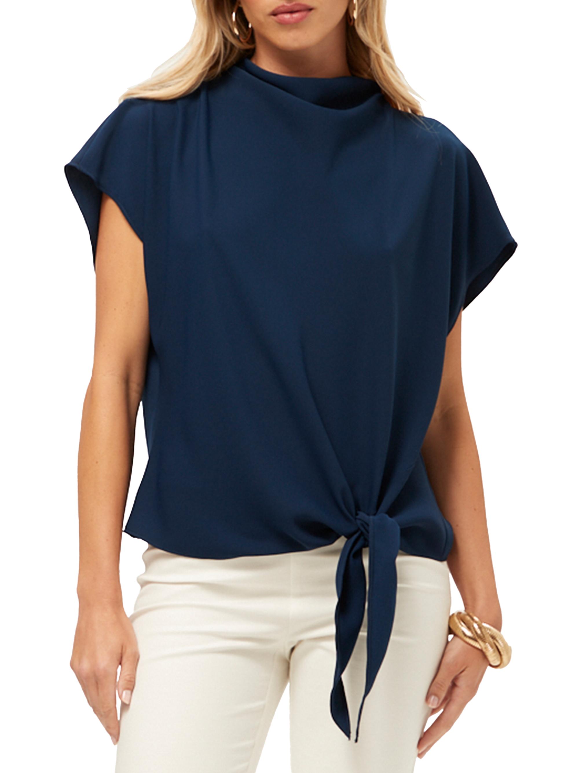 Trina Turk Women's Bisque Georgette Cowlneck Top - Ink