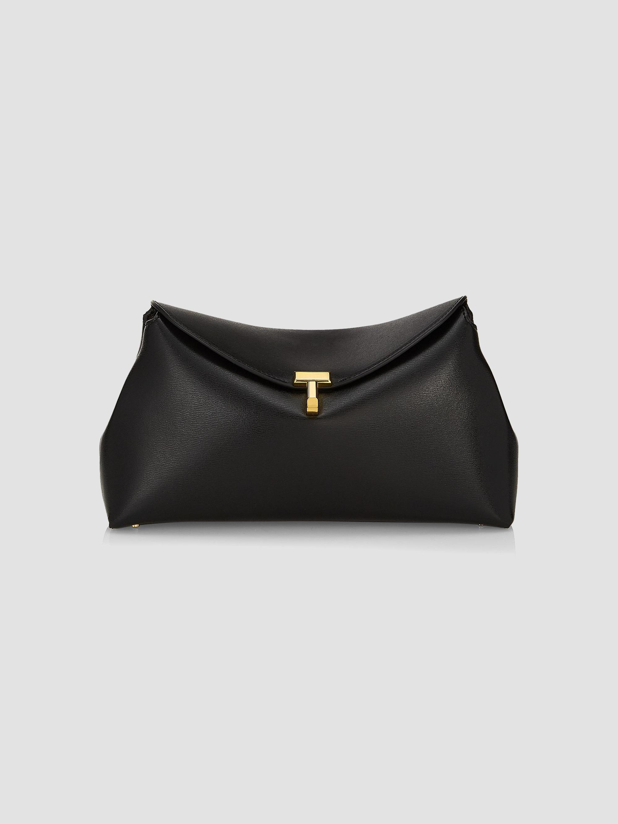 Toteme Women's T-Lock Convertible Leather Clutch - Camel
