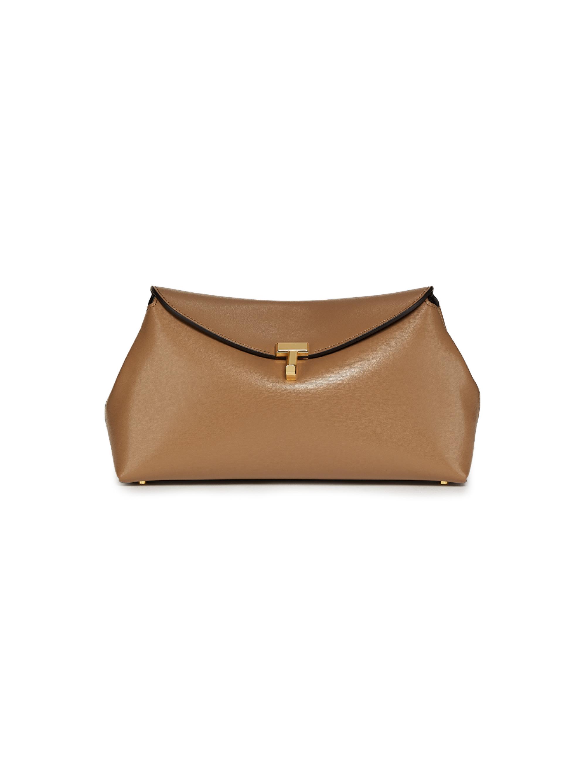 Toteme Women's T-Lock Convertible Leather Clutch - Black