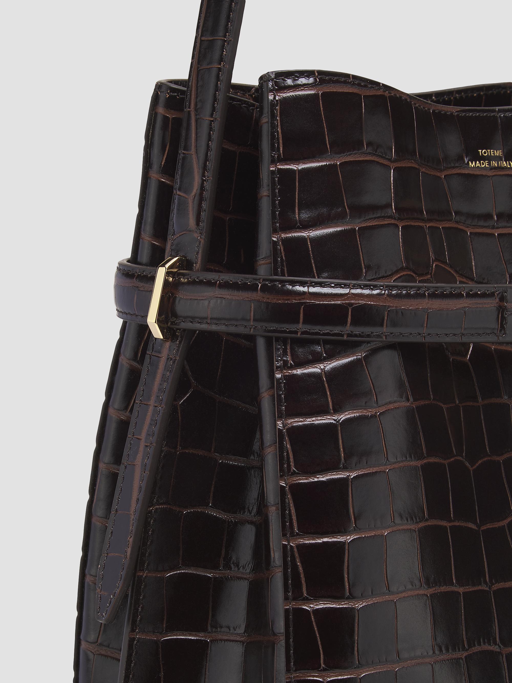 Toteme Belted Crocodile-Embossed Leather Bucket Bag | Saks Fifth