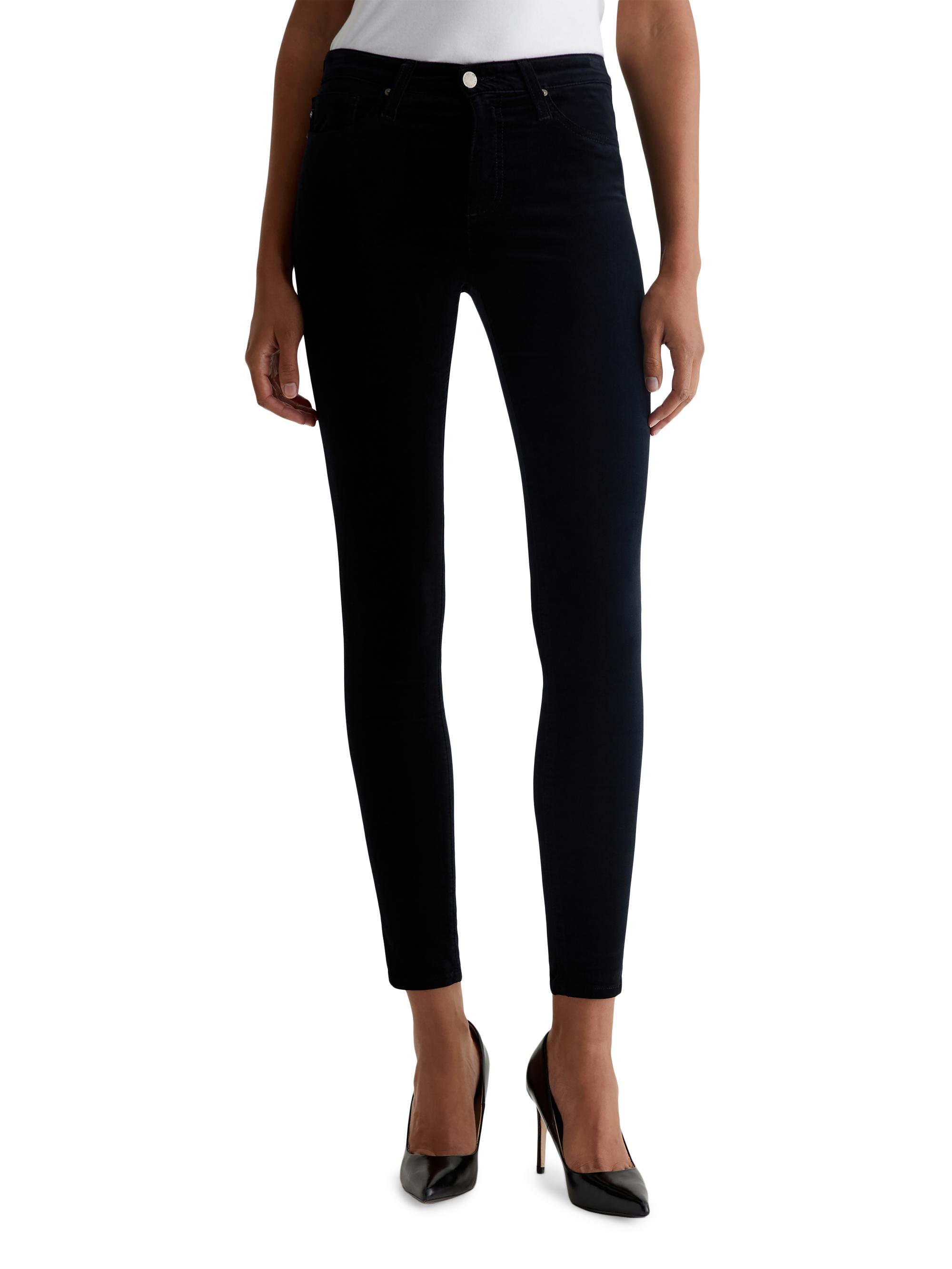 AG Jeans Women's Farrah Velvet Mid-Rise Skinny Jeans - Super Black