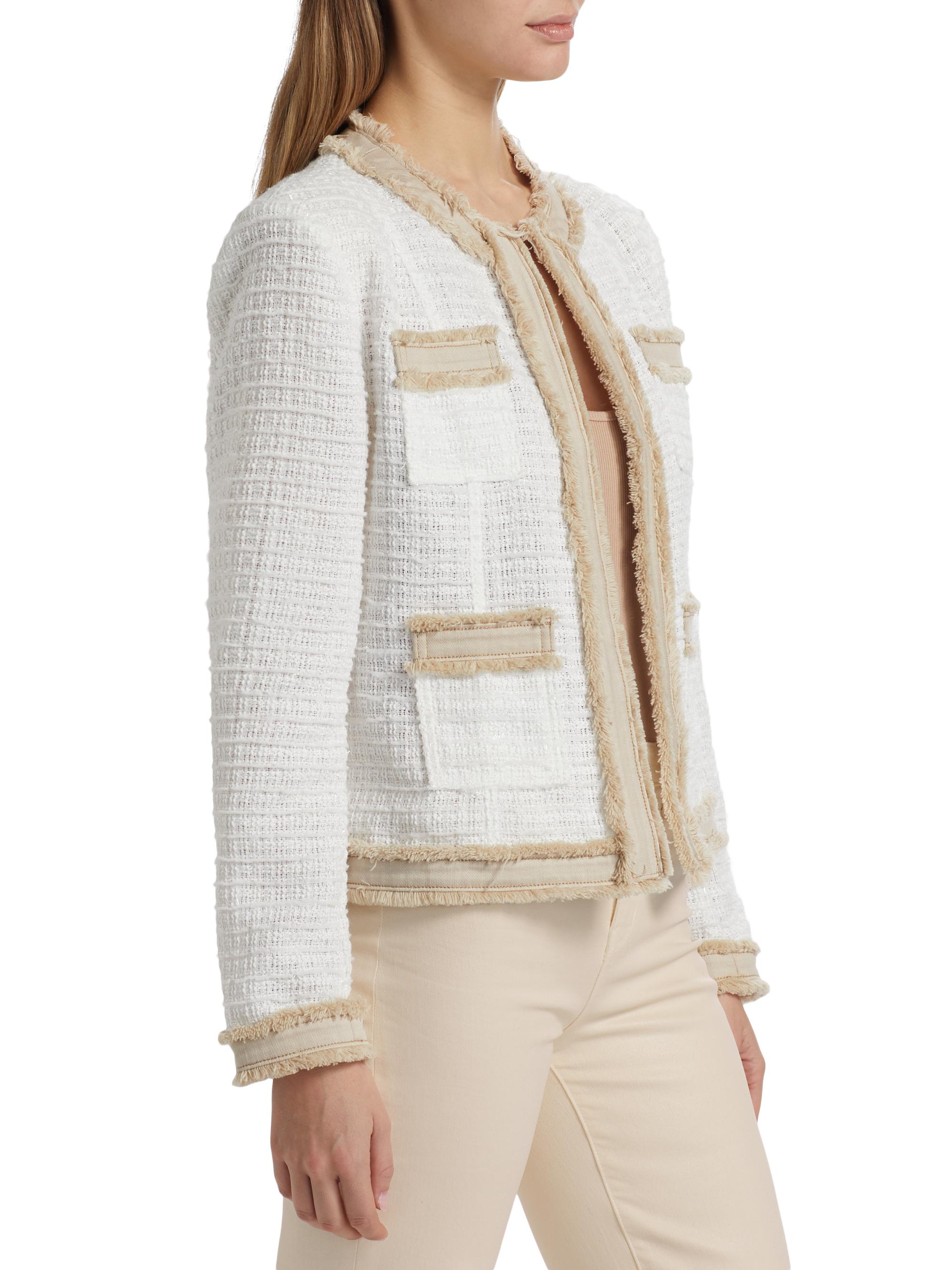 L'AGENCE Agnes Tweed Denim Tipped Jacket | Saks Fifth Avenue