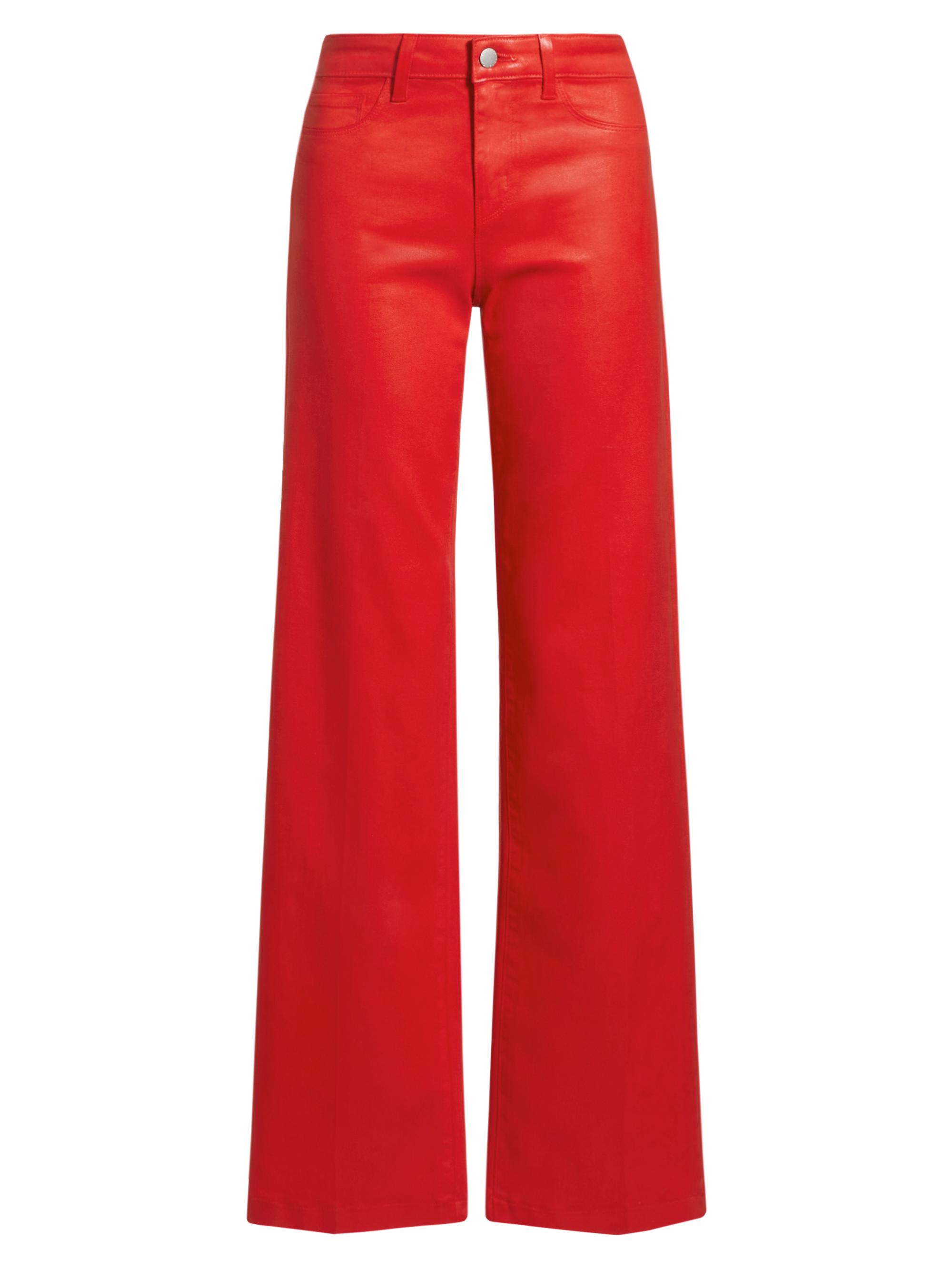 L'AGENCE Women's Clayton Coated High-Rise Wide-Leg Jeans - Lava Red Coated