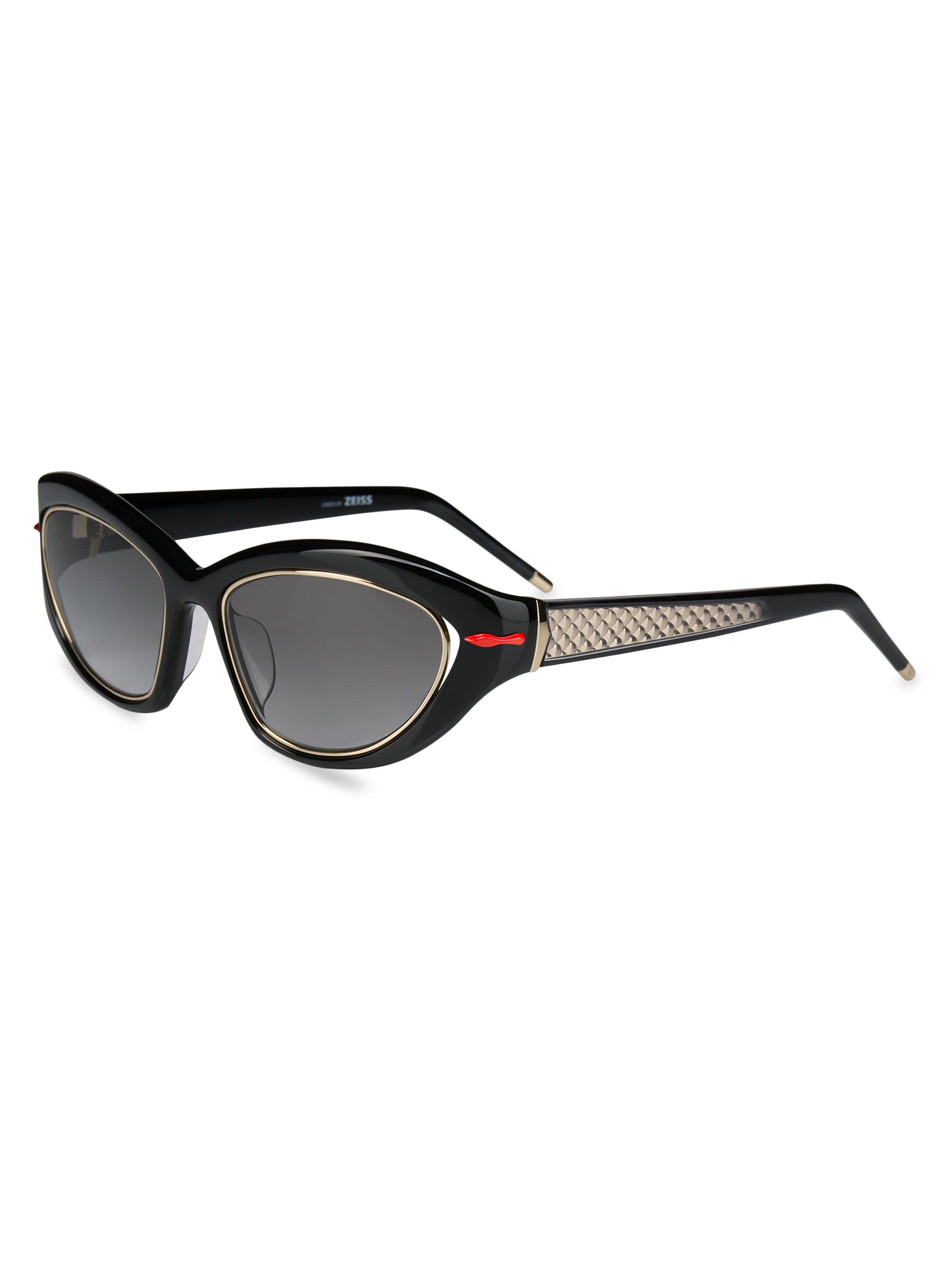 Christian Louboutin Women's So Kate 55MM Geometric Sunglasses - Shiny Black