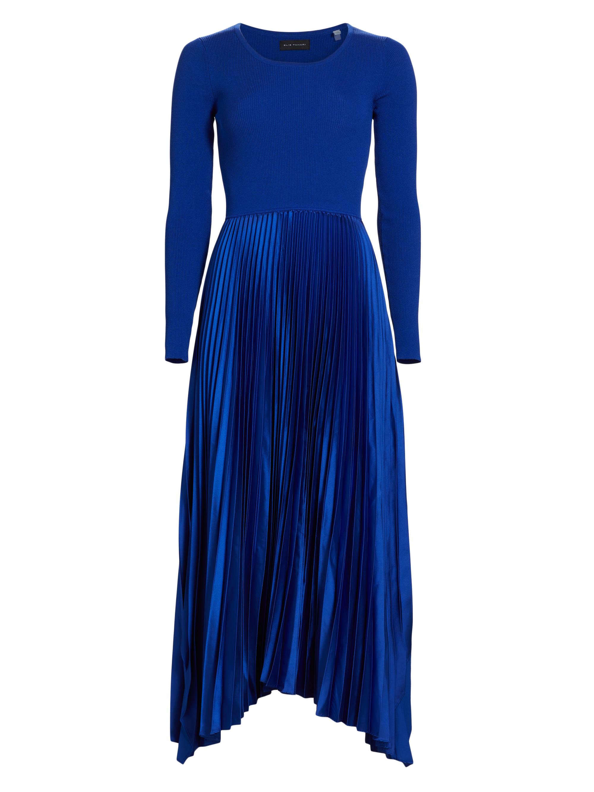 Elie Tahari Women's Mave Mixed-Media Fit & Flare Sweaterdress - Evening Blue