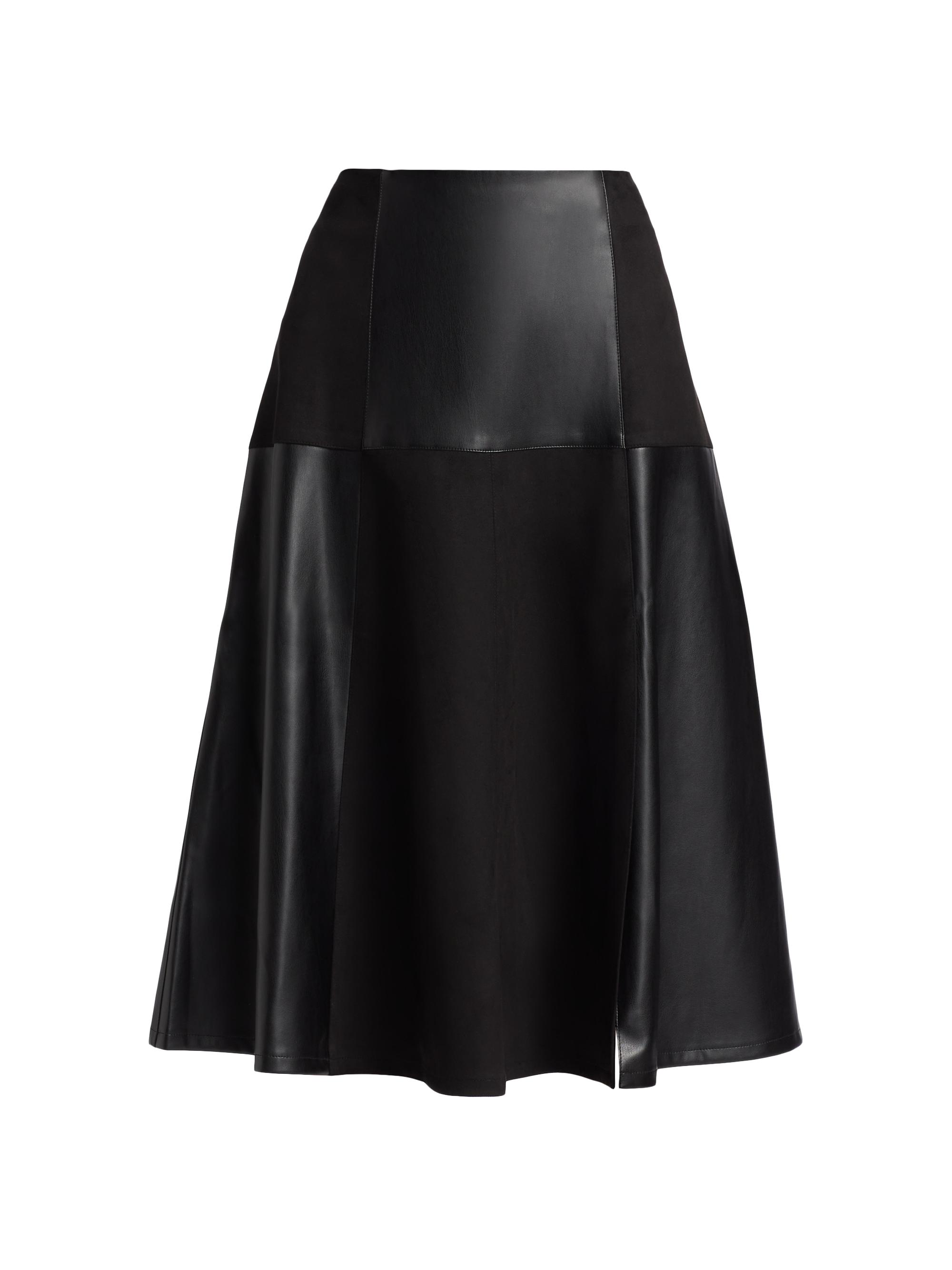 Elie Tahari Lucy Patchwork Faux Leather & Faux Suede Midi-Skirt