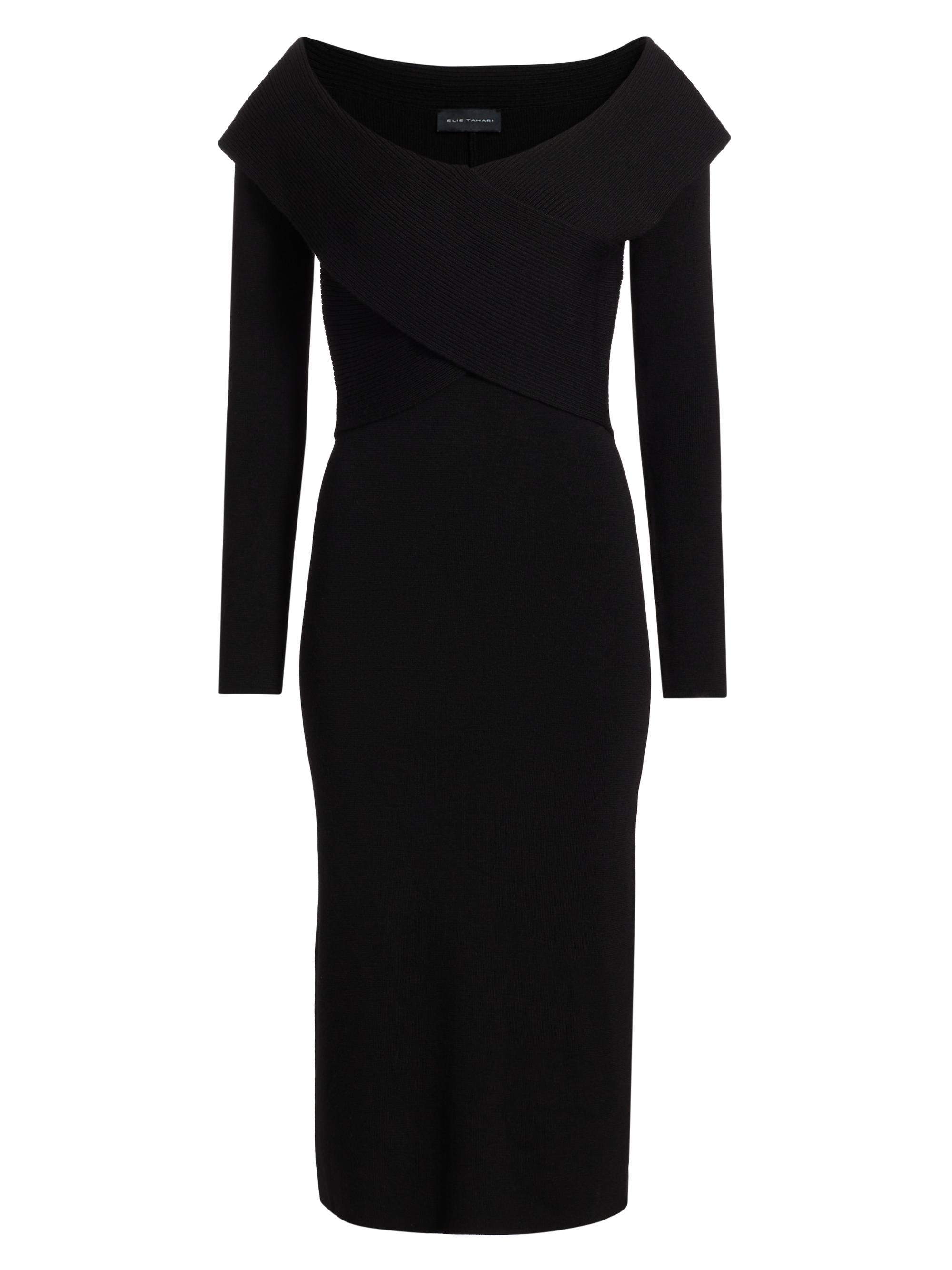 Elie Tahari Women's Rowan Wool Off-The-Shoulder Sweaterdress - Noir