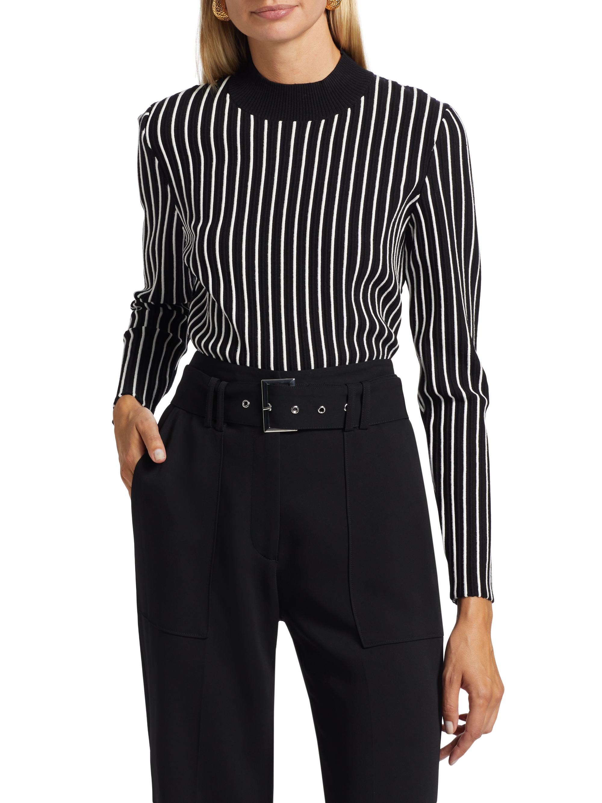 Elie Tahari Winslow Striped Mock-Turtleneck Sweater | Saks Fifth