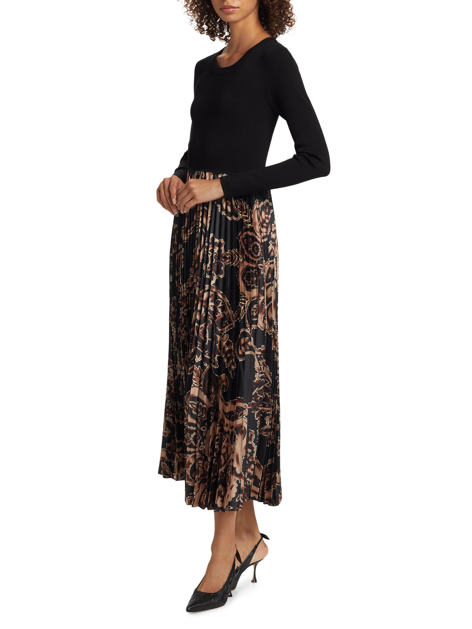 slim fit dress slacks The Boat Neck Mix Media Fit & Flare Classic  Cenia New York