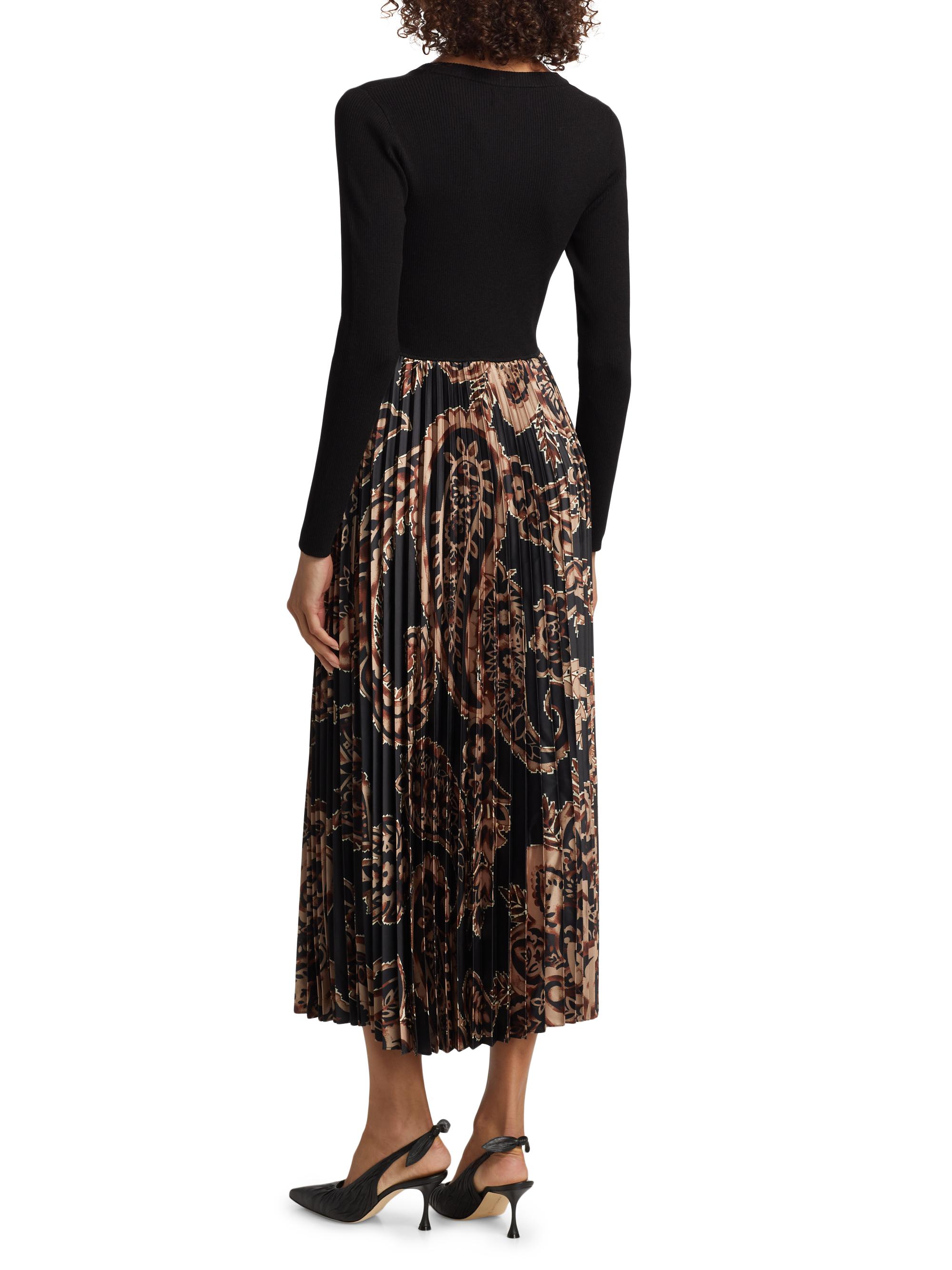 Elie Tahari Mave Paisley Mixed-Media Fit & Flare Midi-Dress | Saks Fifth  Avenue