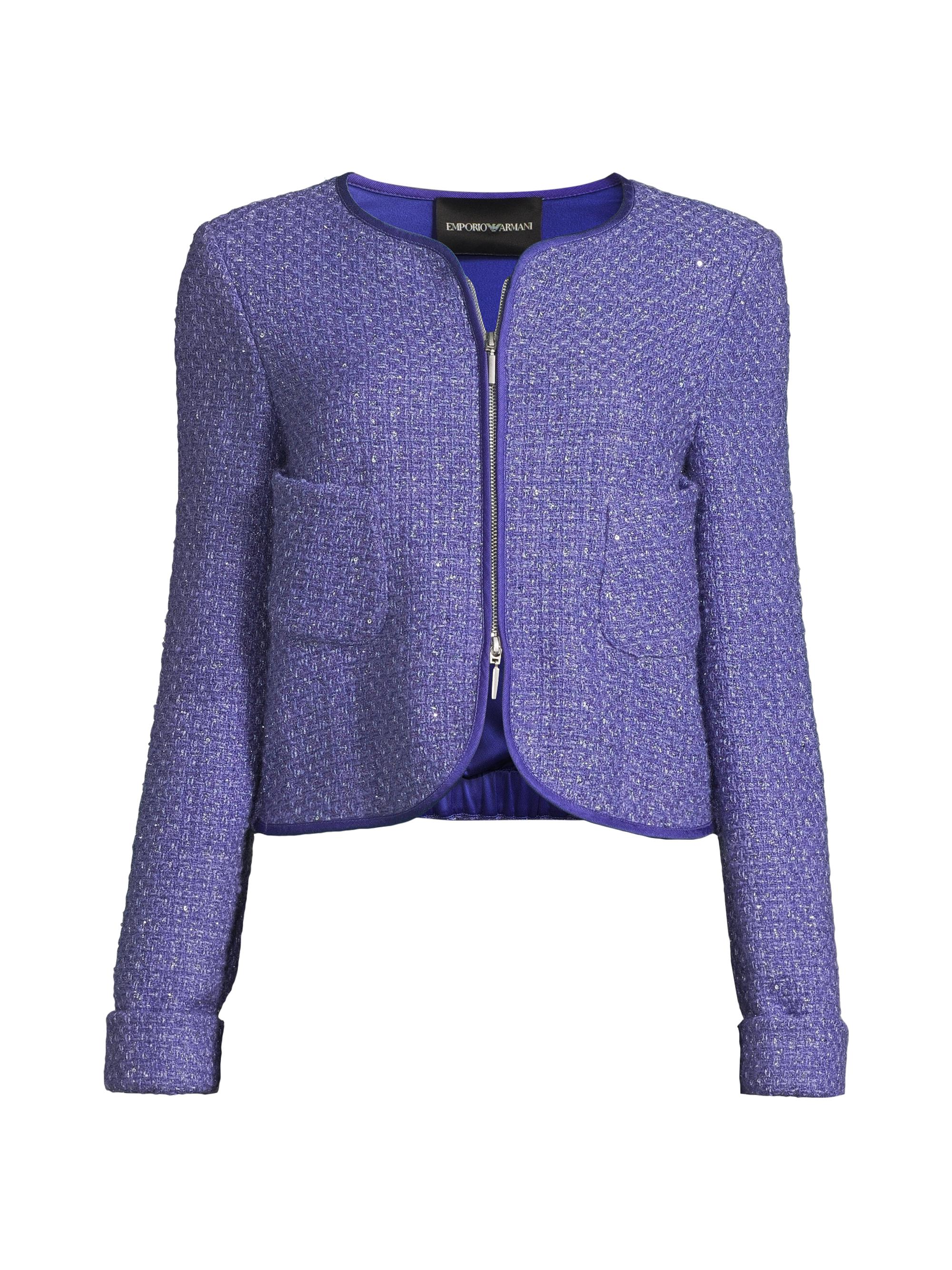 Emporio Armani Metallic Tweed Zip-Up Jacket | Saks Fifth Avenue