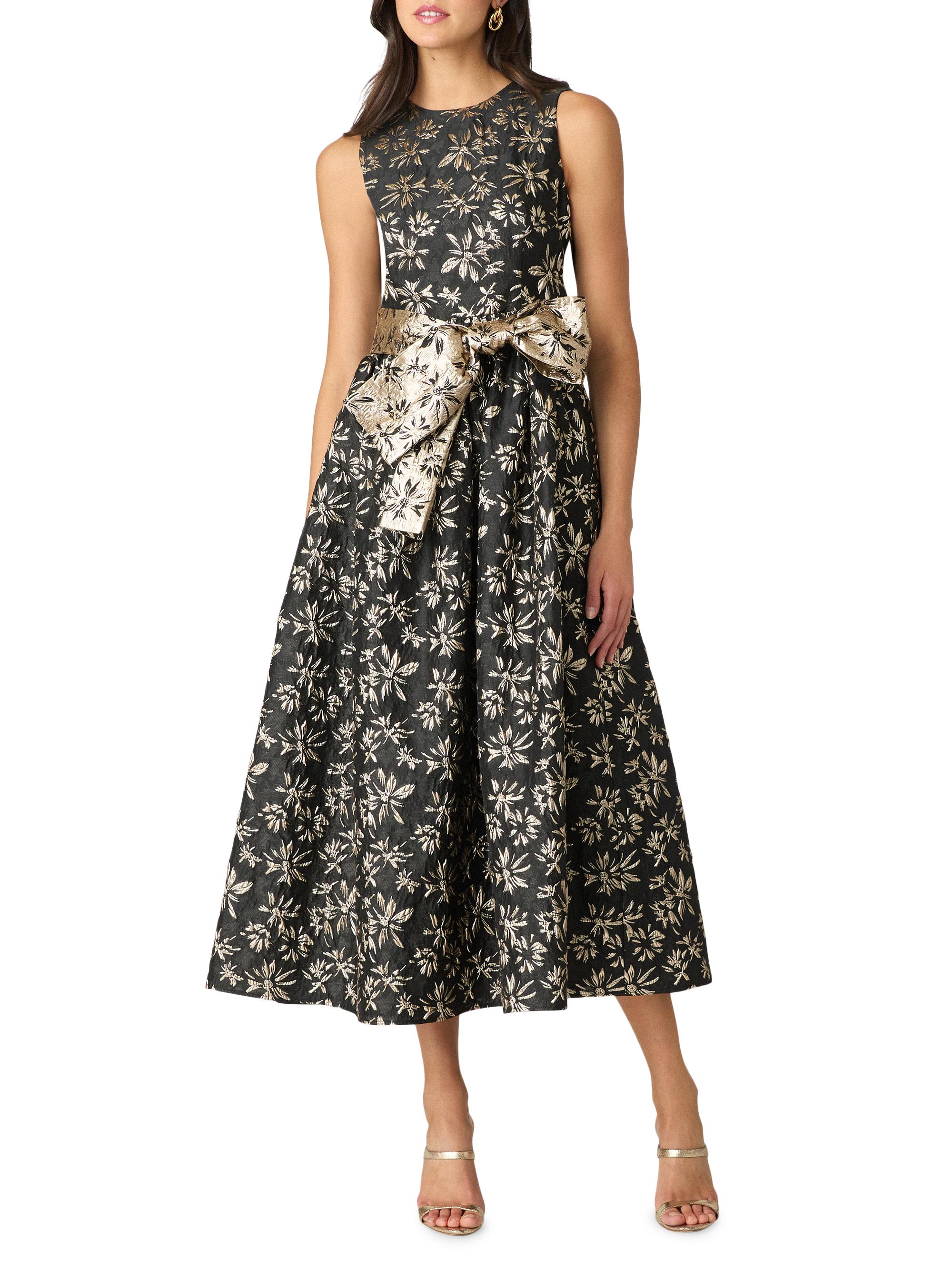 Shoshanna Serra Metallic Jacquard Sleeveless Midi-Dress | Saks Fifth Avenue