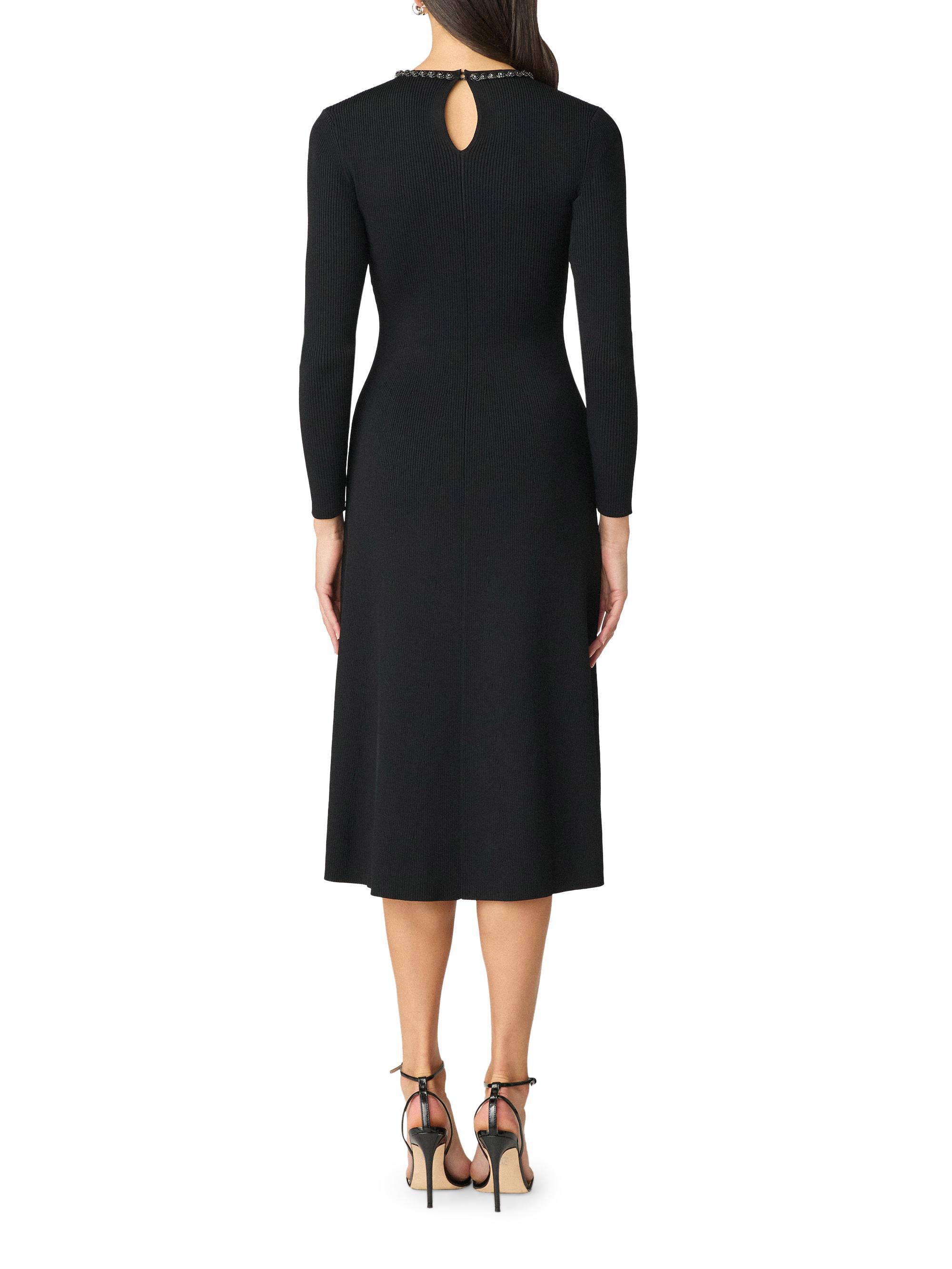 Shoshanna Moore Crystal-Embellished Rib-Knit A-Line Midi-Dress