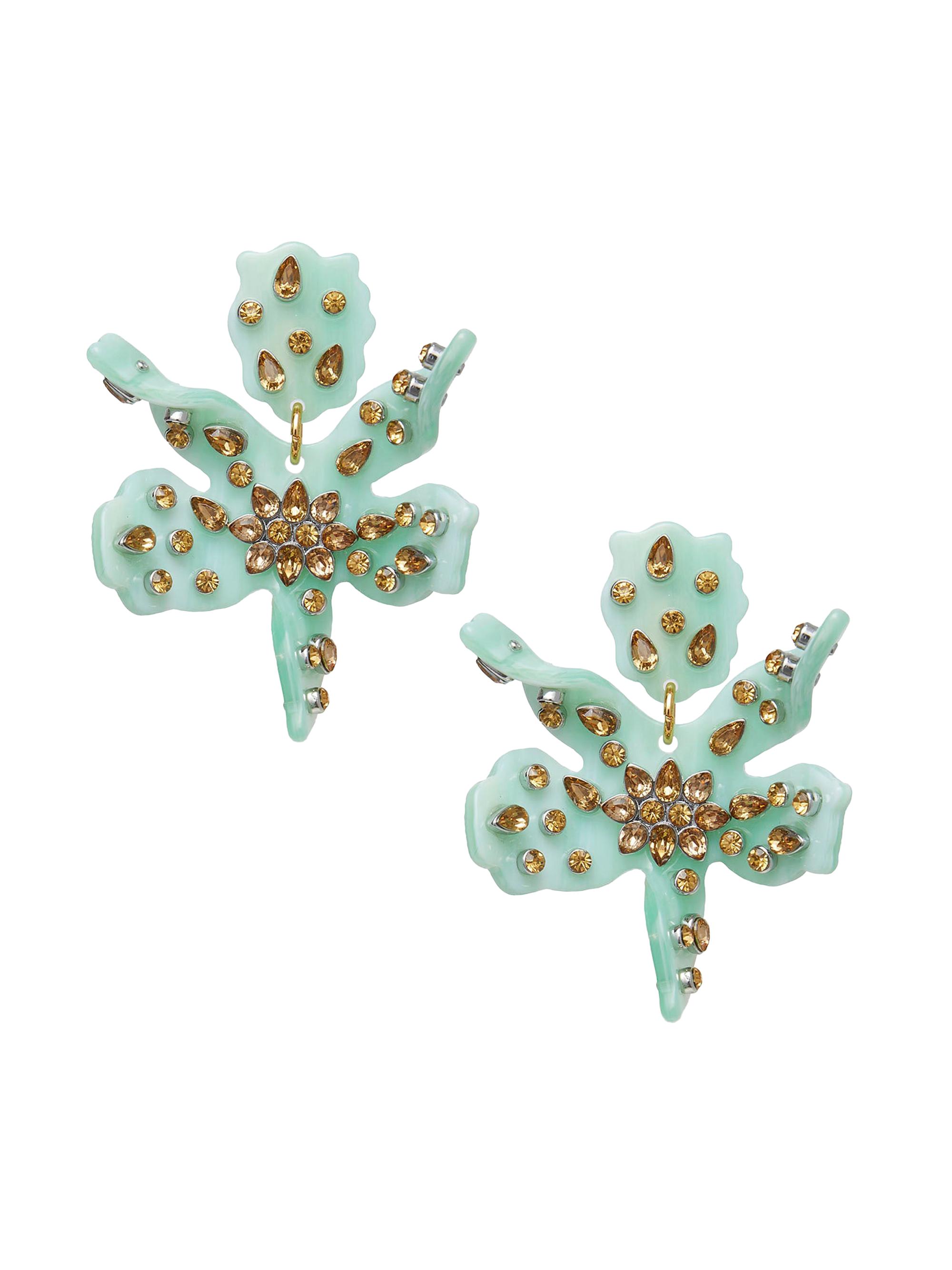 Lele Sadoughi Women's Paper Lily 14K-Gold-Plated & Crystal Earrings - Jade