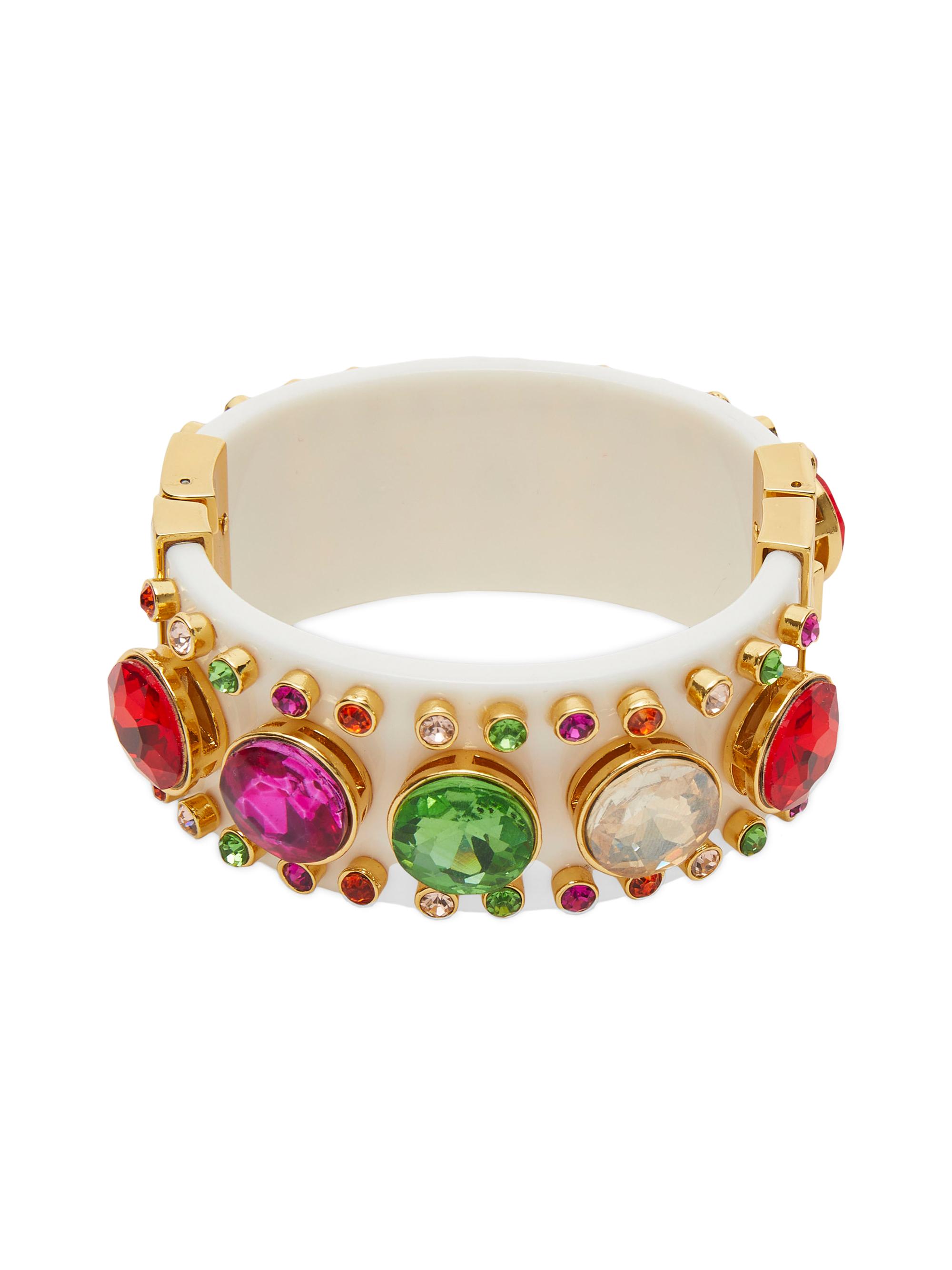 Lele Sadoughi Women's Deco Goldtone, Crystal & Acetate Hinged Cuff - Harlequin Rainbow