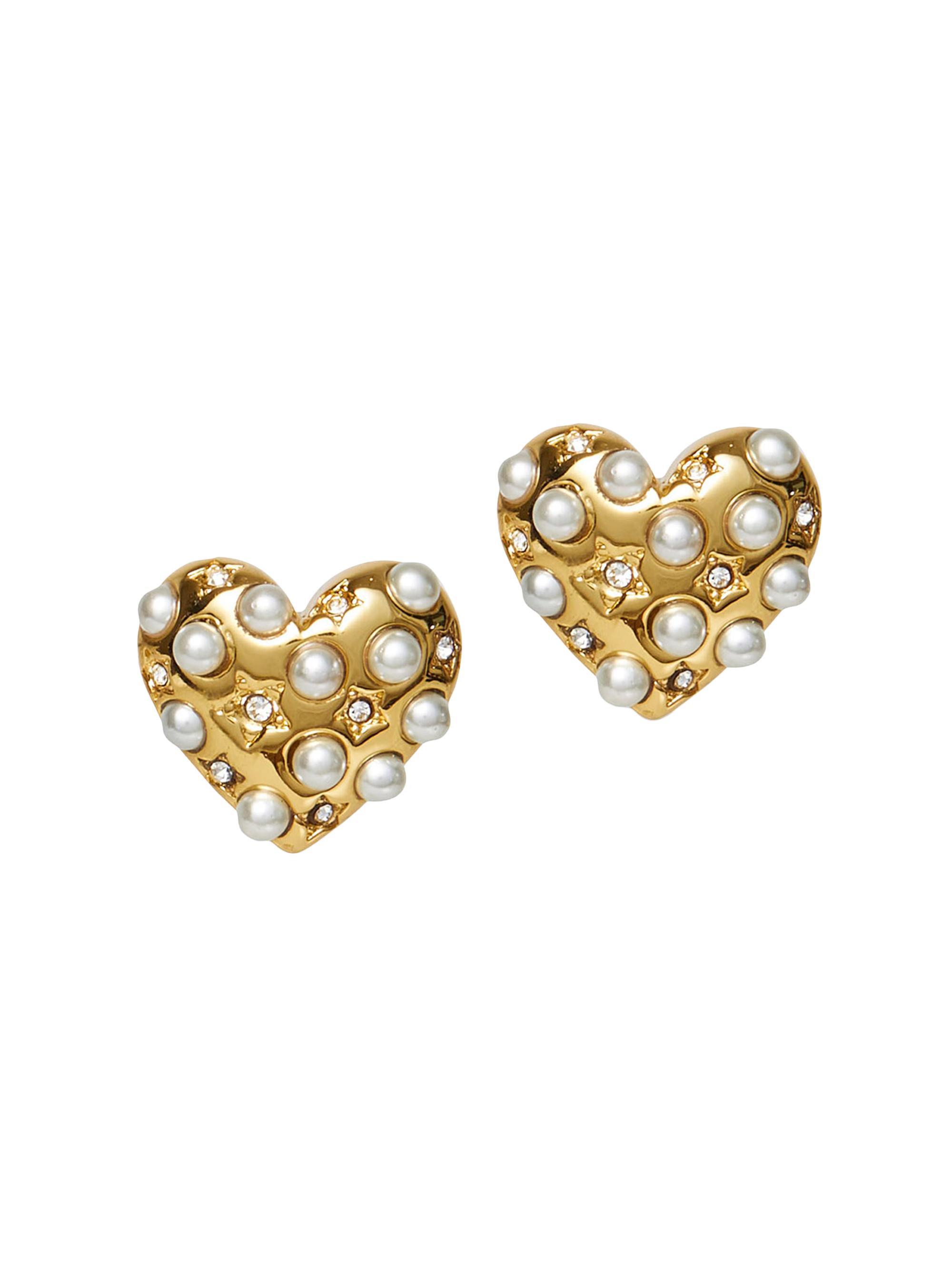 Lele Sadoughi Women's Celestial Heart 14K-Gold-Plated, Imitation Pearl & Crystal Stud Earrings - Gold
