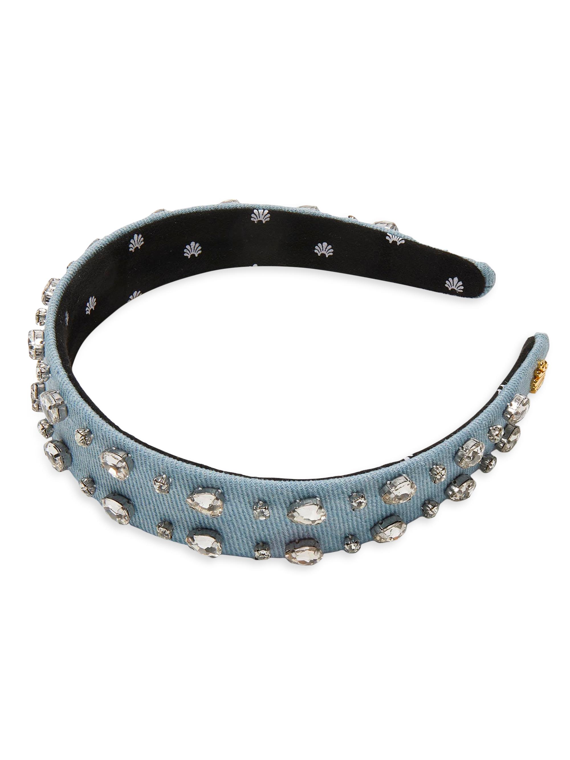 Lele Sadoughi Women's Bessette Crystal & Raffia Headband - Light Denim