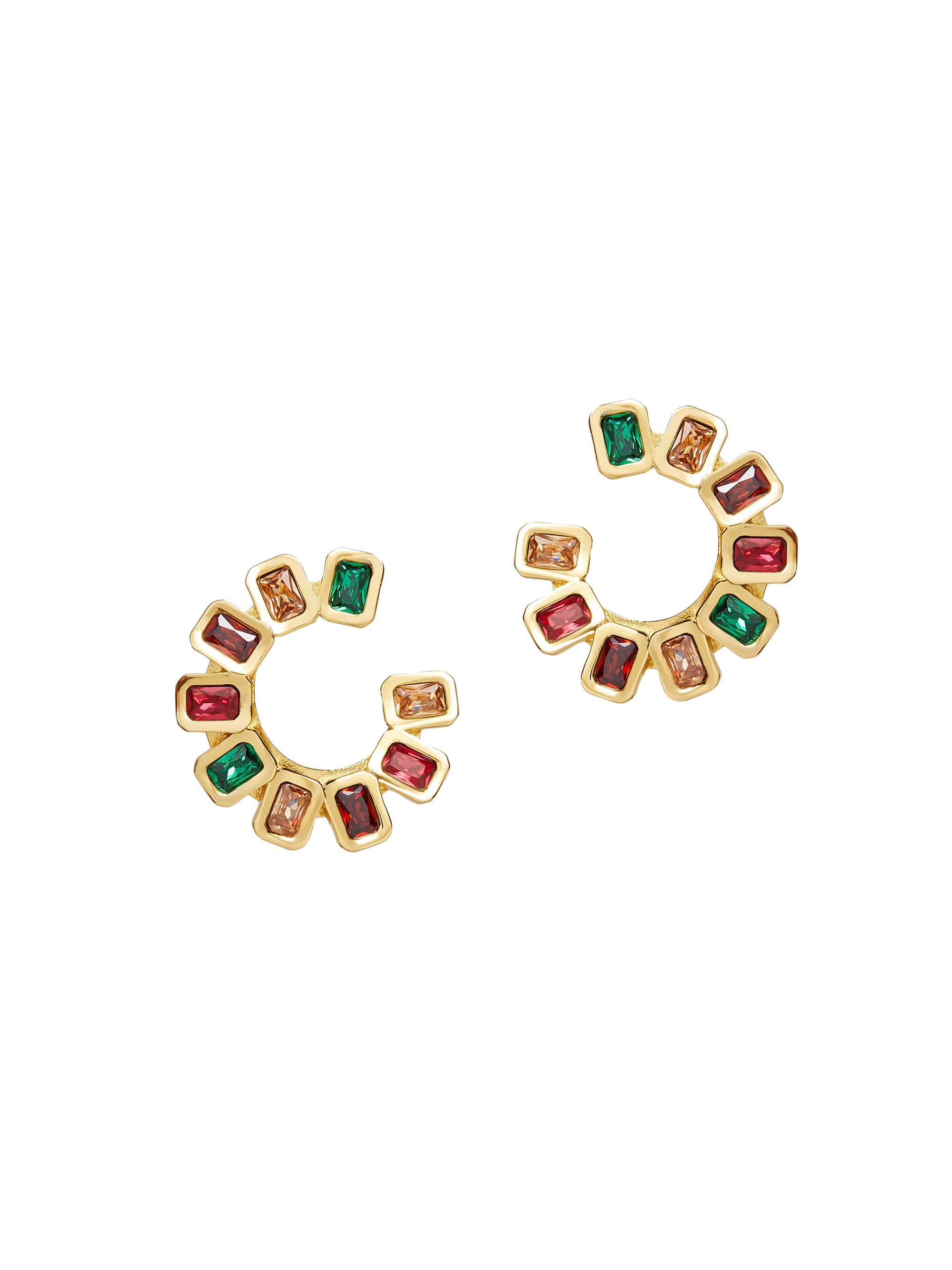 Lele Sadoughi Women's Spiral Gem 14K-Gold-Plated & Crystal Hoop Earrings - Harlequin Rainbow