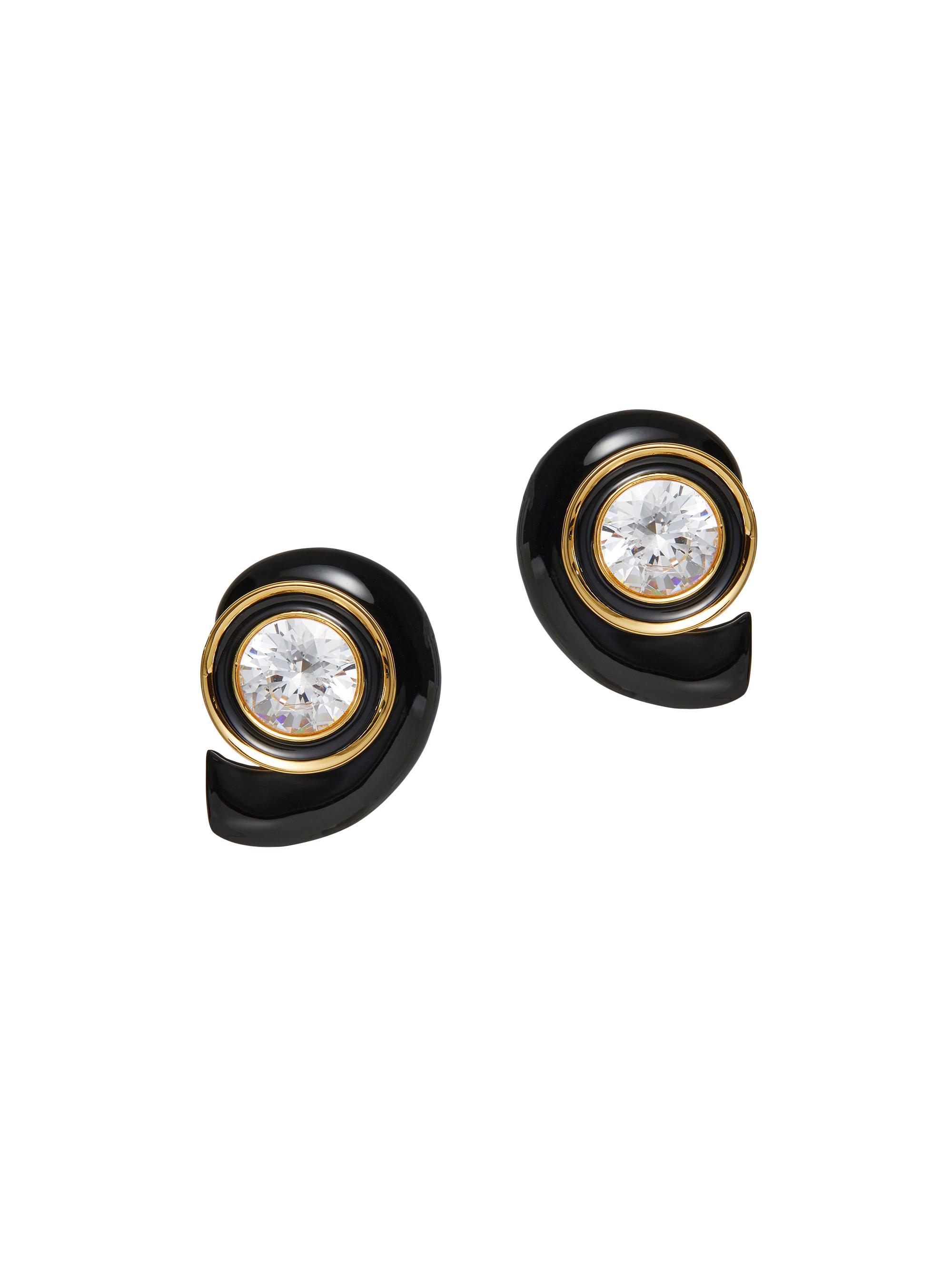 Lele Sadoughi Women's Deco Swirl 14K-Gold-Plated, Enamel & Crystal Stud Earrings - Jet