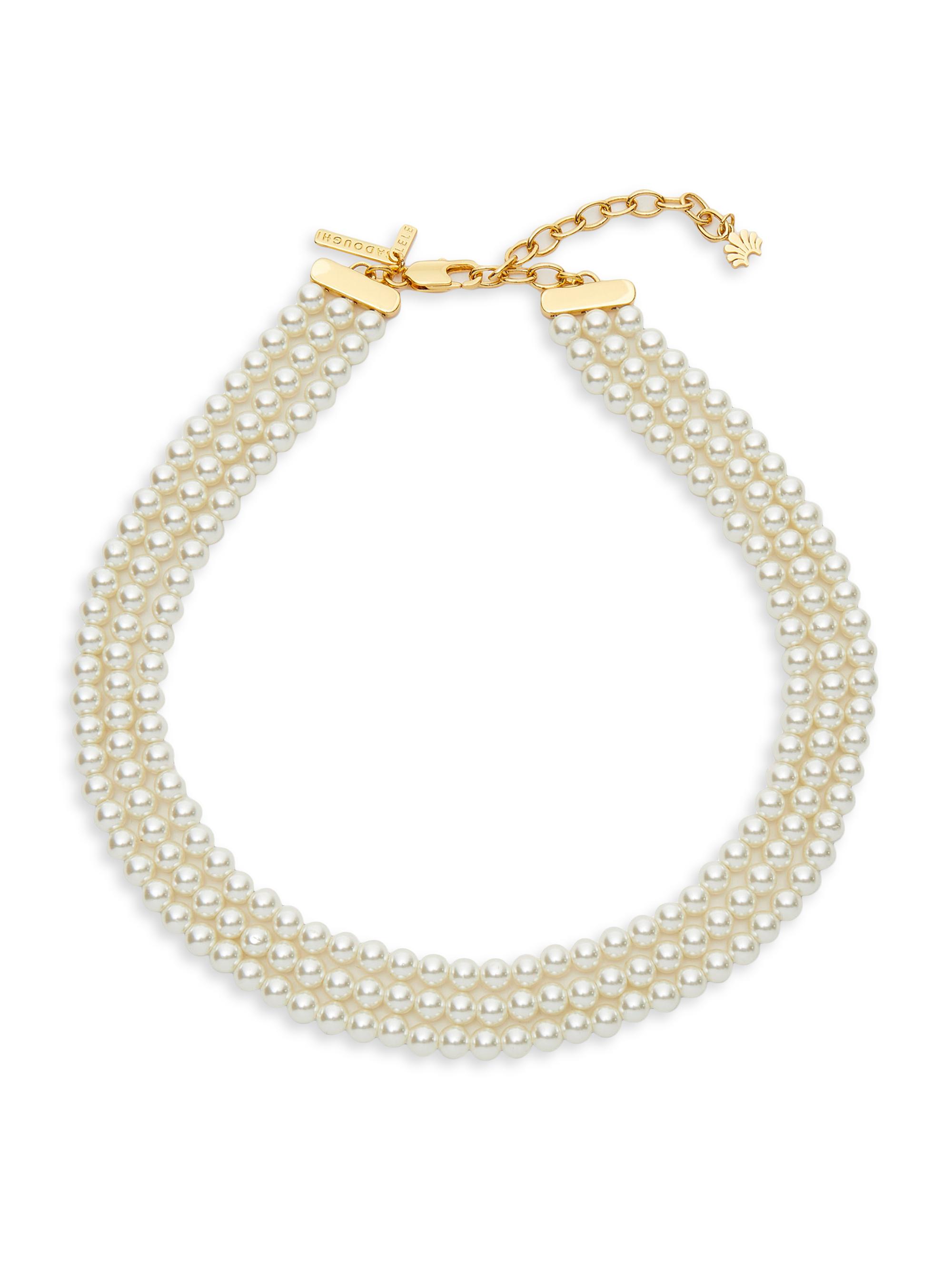 Lele Sadoughi Women's 14K-Gold-Plated & Imitation Pearl Triple-Strand Necklace - Pearl