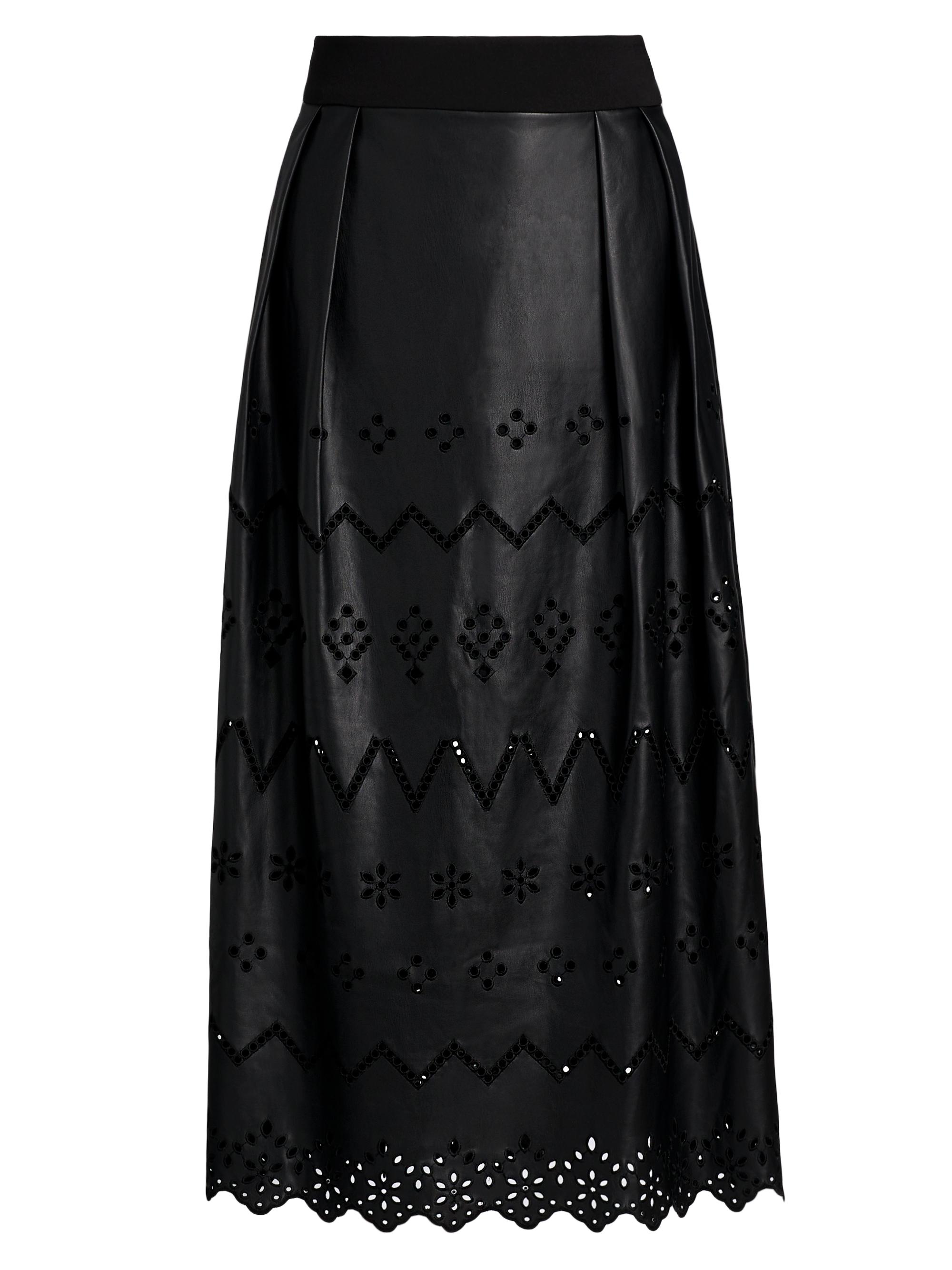 sachin and babi light blue dress Milly Jolene Eyelet Embroidered Faux Leather Skirt