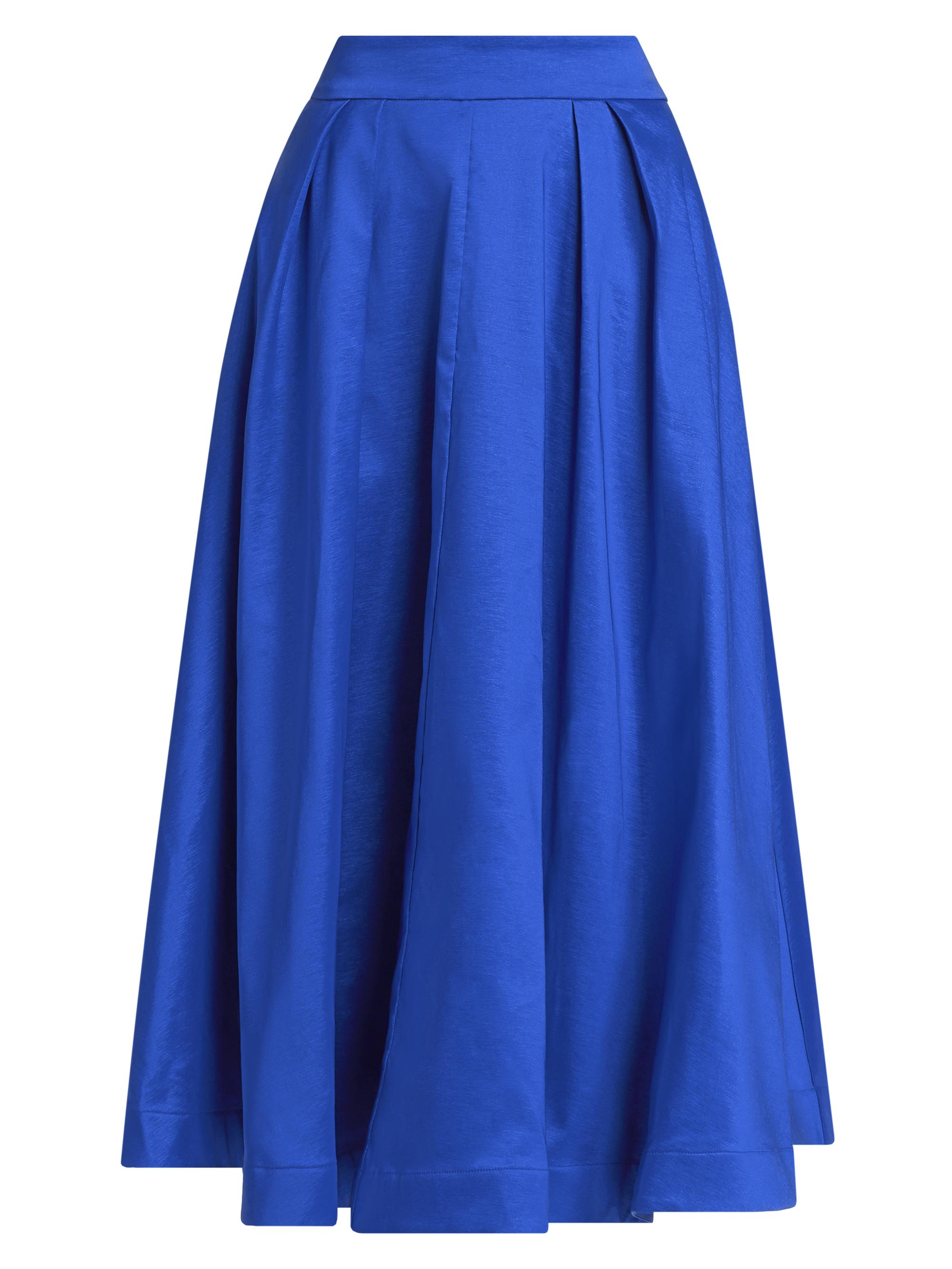 Milly Women's Juliet Taffeta Midi-Skirt - Blue
