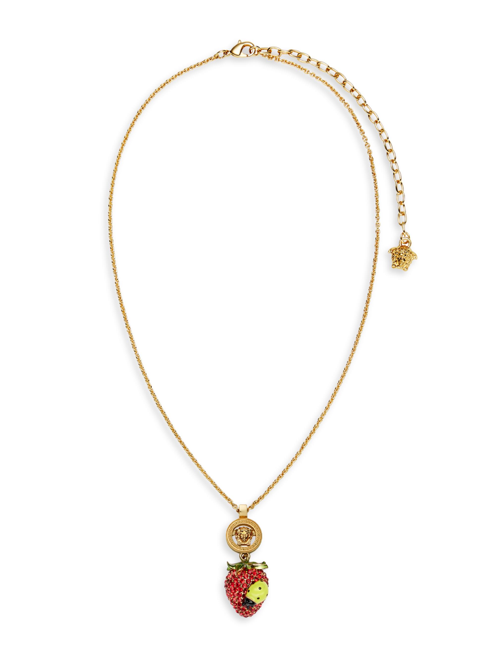 Versace Goldtone, Crystal & Enamel Pendant Necklace | Saks Fifth