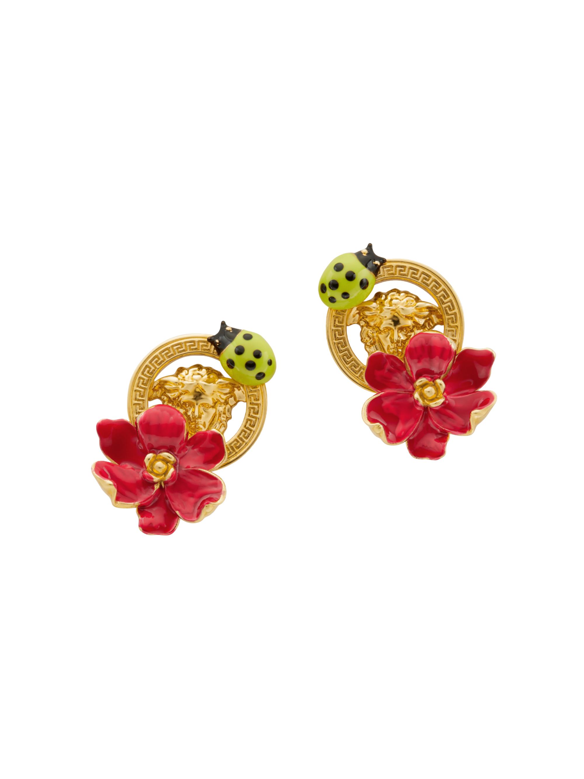 Versace Women's Goldtone & Enamel Medusa Earrings -  Gold Red