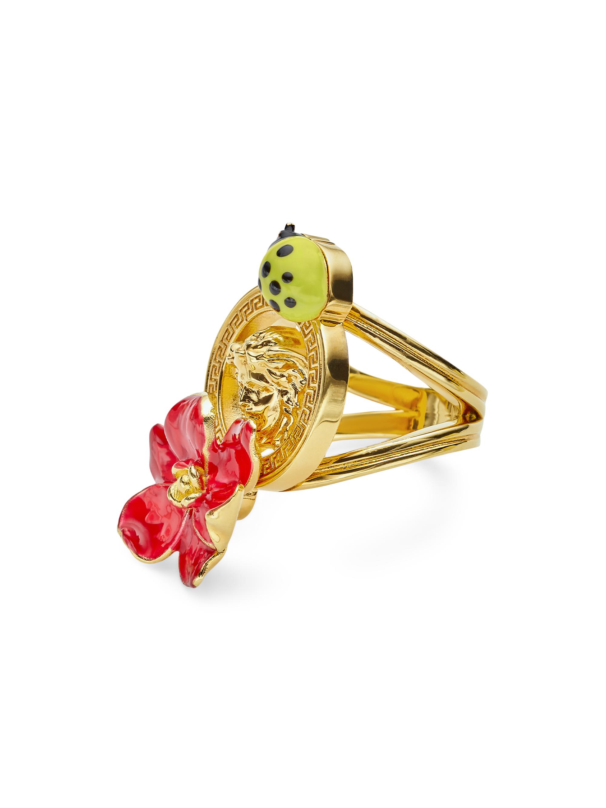 Versace Women's Goldtone & Enamel Medusa Ring -  Gold Red