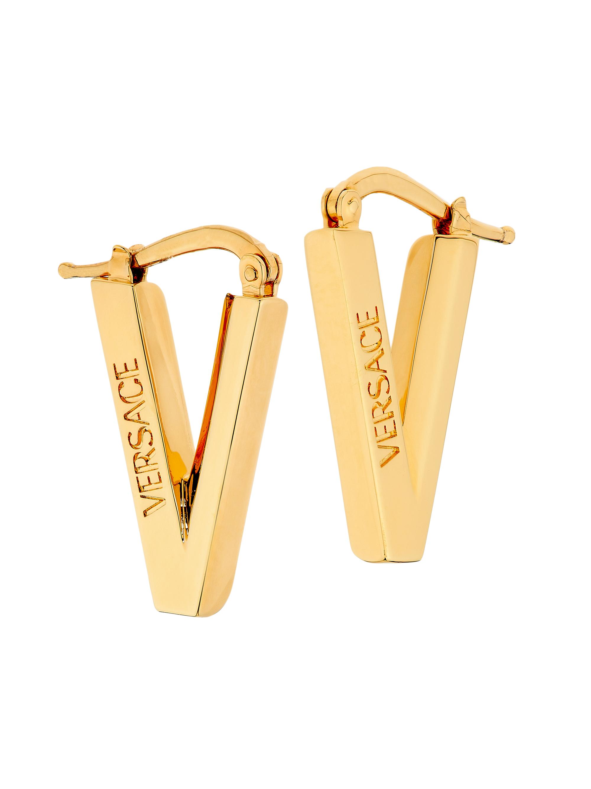 Versace Women's Goldtone V-Shaped Earrings -  Gold