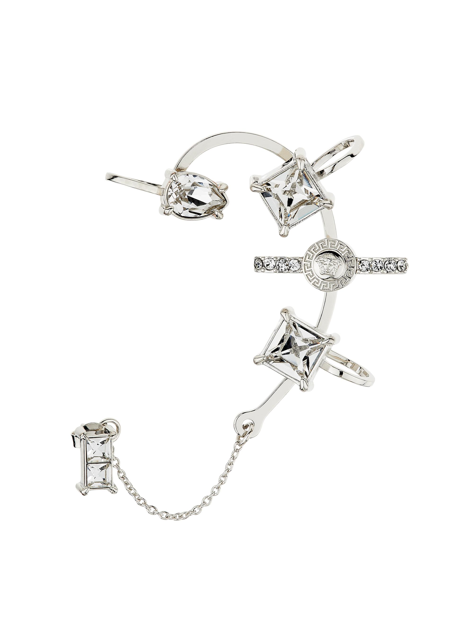 Versace Women's Silvertone & Strass Crystal Ear Cuff - Palladium Crystal