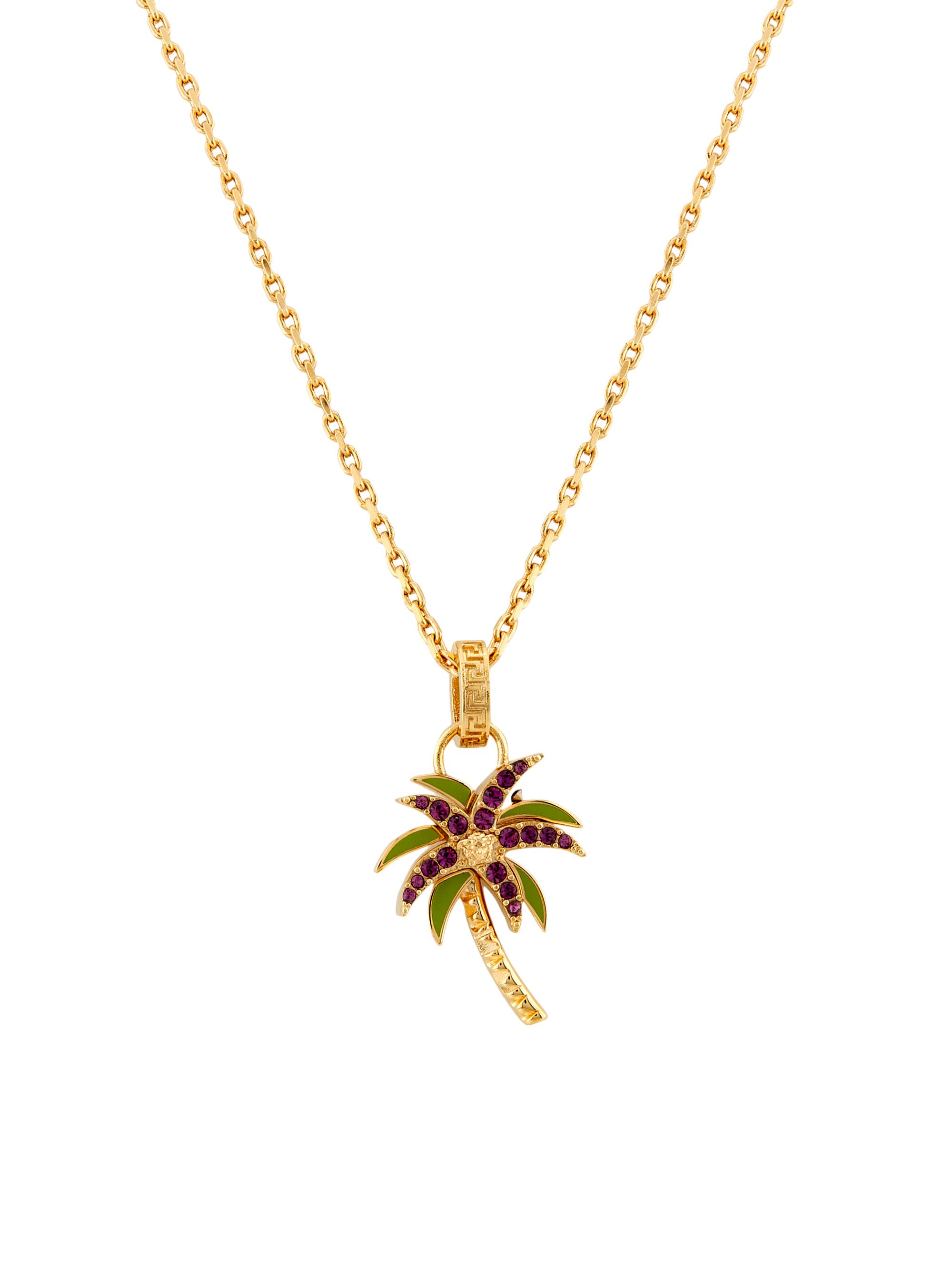 Versace Women's Goldtone, Glass Crystal & Enamel Palm Tree Pendant Necklace -  Gold Purple Green