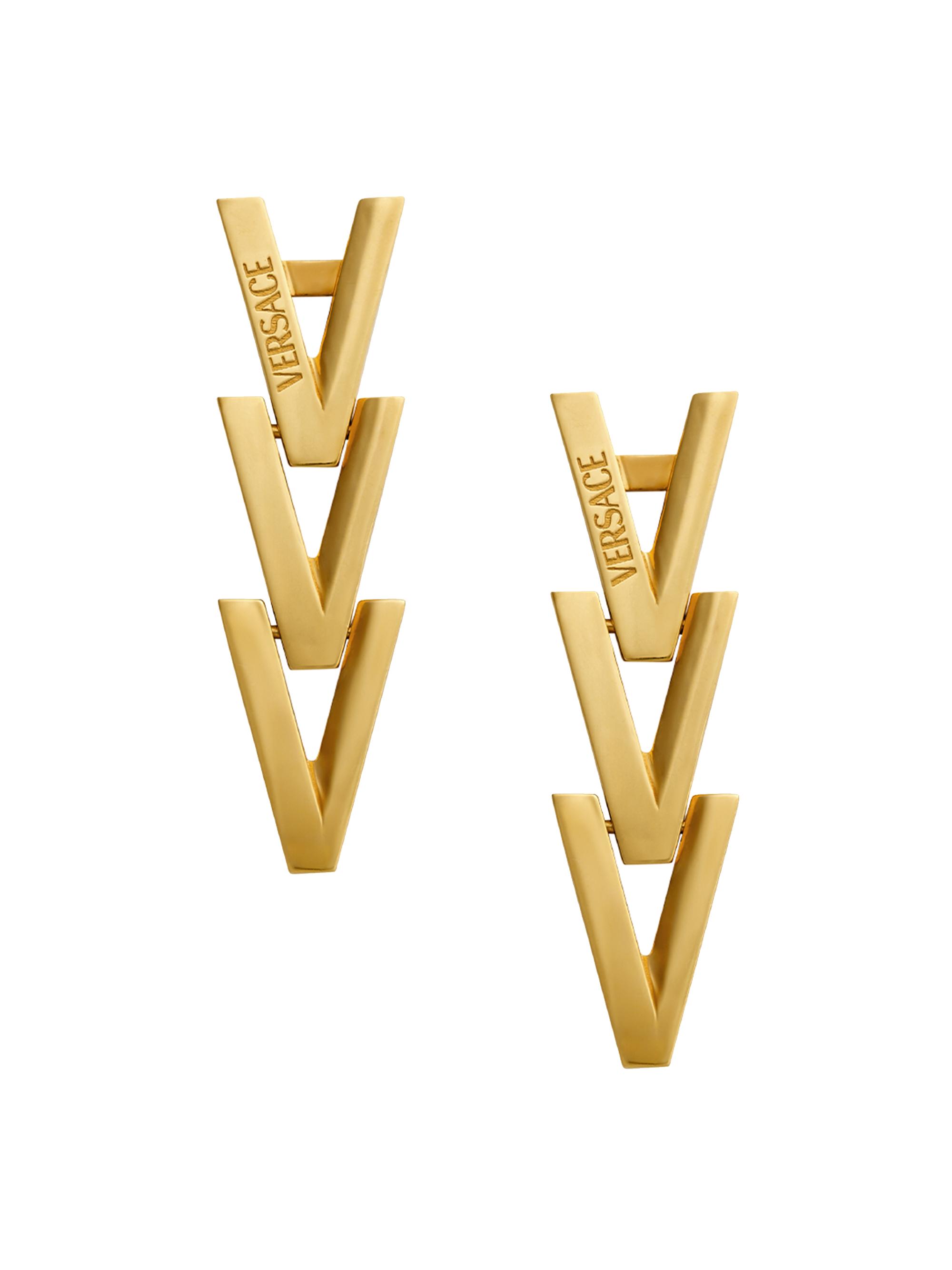 VERSACE ゴールド V字型ピアス Versace Goldtone V Logo Earrings | Saks Fifth Avenue