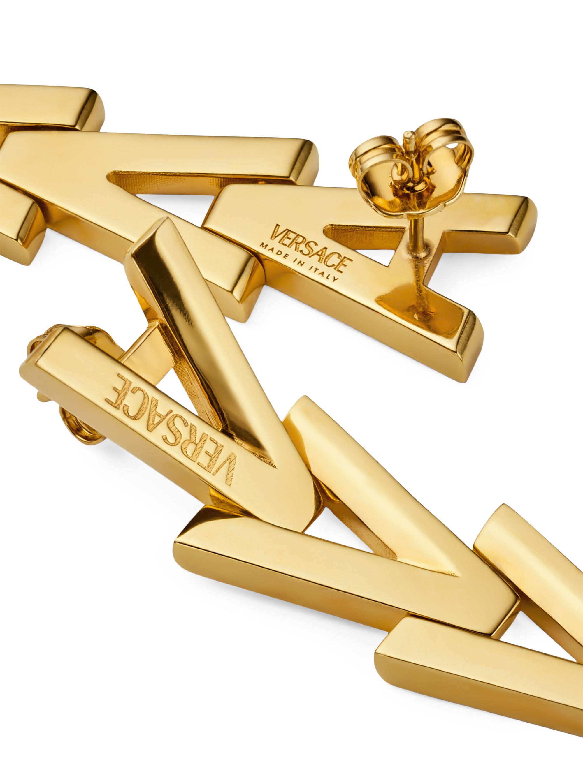 Versace Goldtone V Logo Earrings | Saks Fifth Avenue