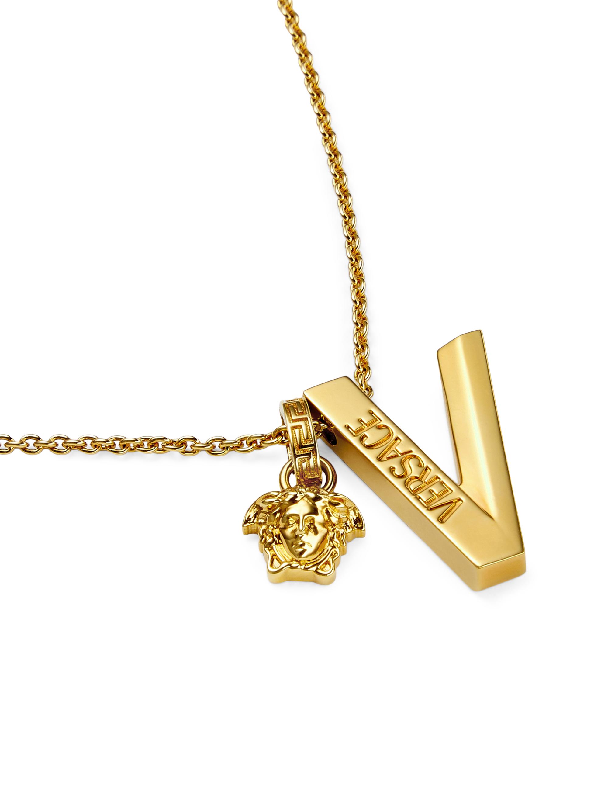 Versace Goldtone V & Medusa Pendant Necklace | Saks Fifth Avenue
