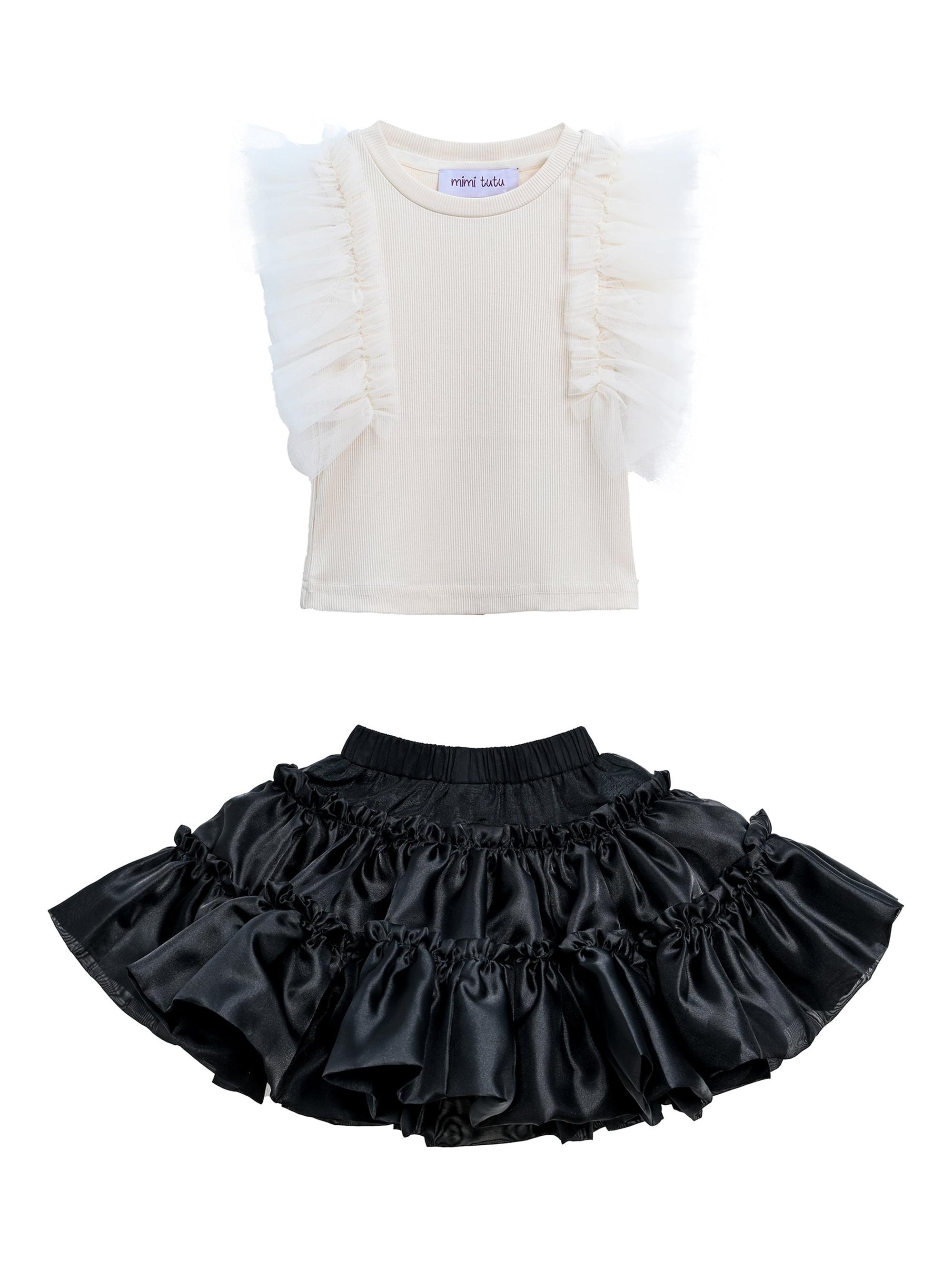Mimi Tutu Little Girl's & Girl's Ruth Ruffle Skirt Outfit - White Black