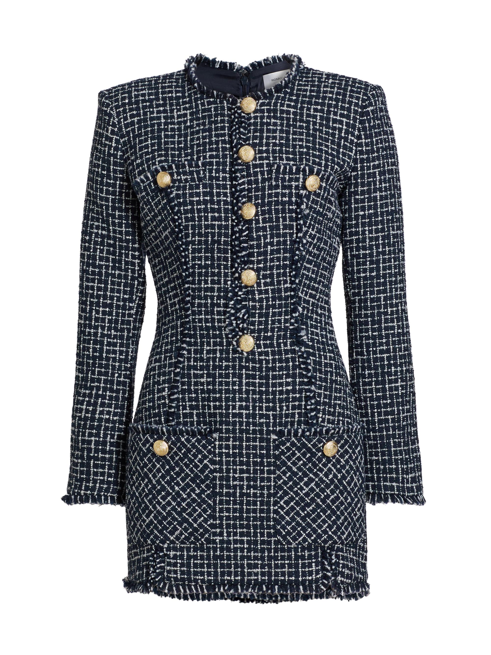 Ronny Kobo Women's Gisele Tweed Minidress - Navy White