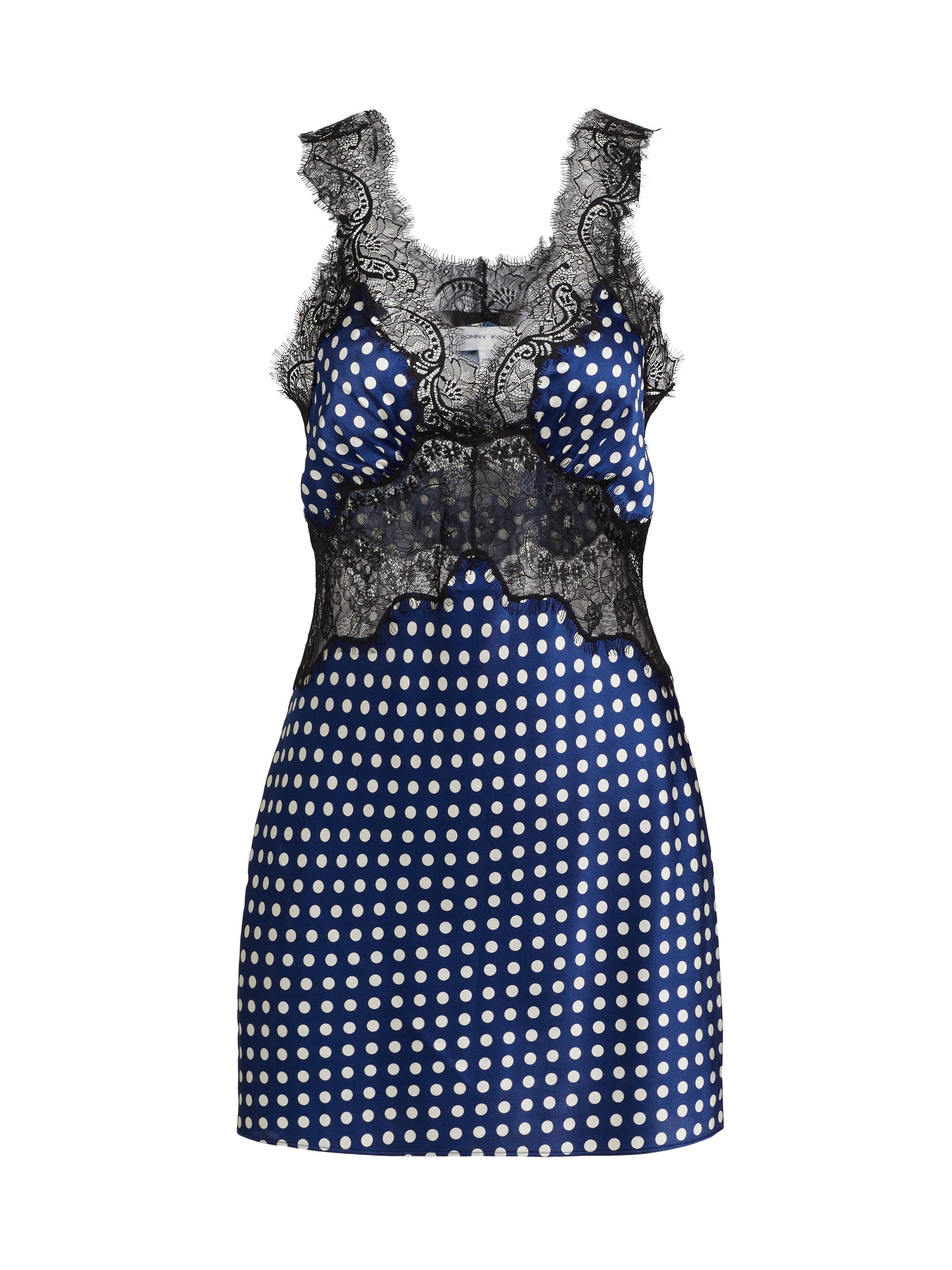 Ronny Kobo Cleo Lace-Trimmed Polka Dot Silk Minidress | Saks Fifth