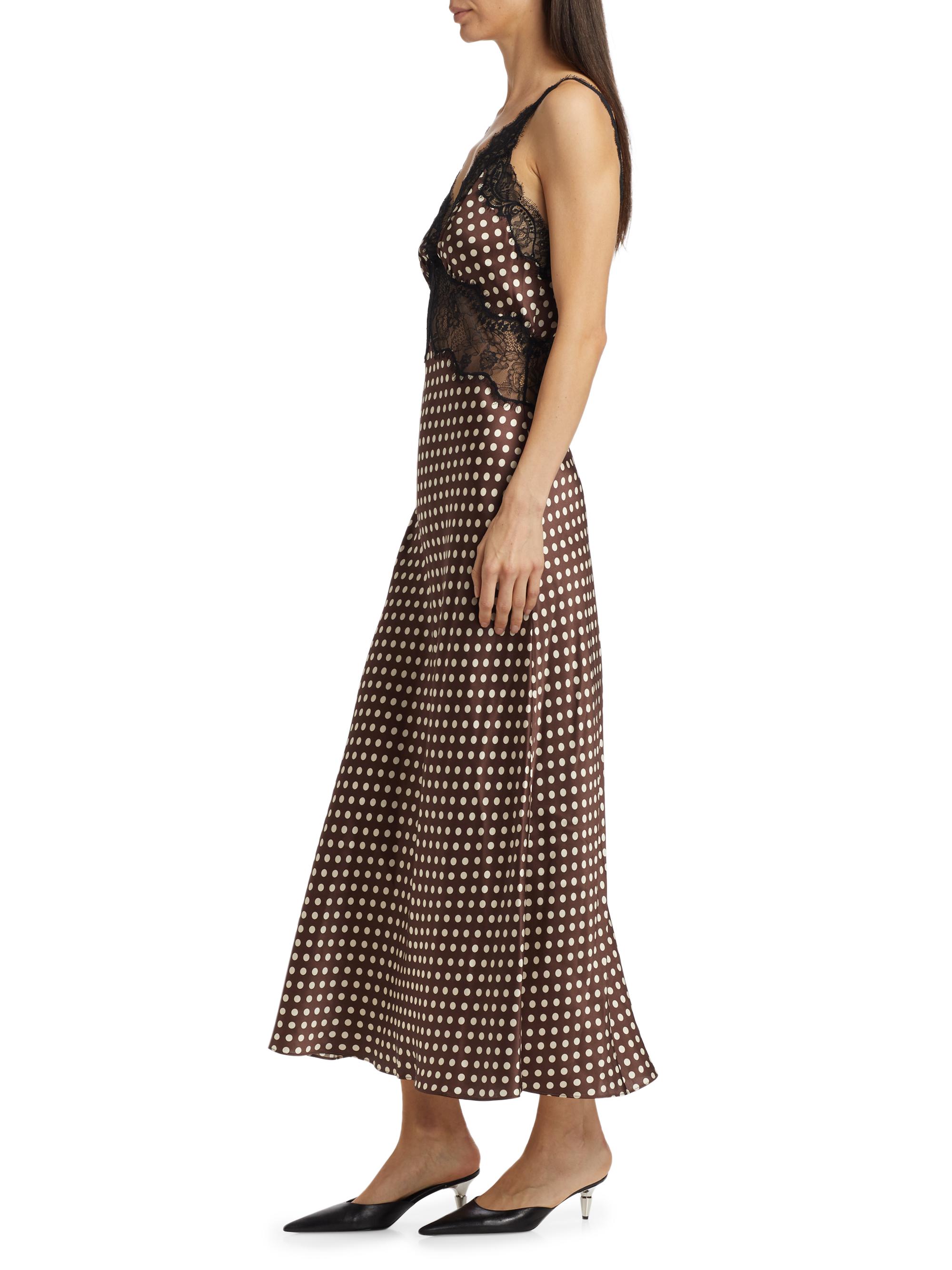 Ronny Kobo Holiday Polka Dot Lace-Trimmed Maxi Dress | Saks Fifth