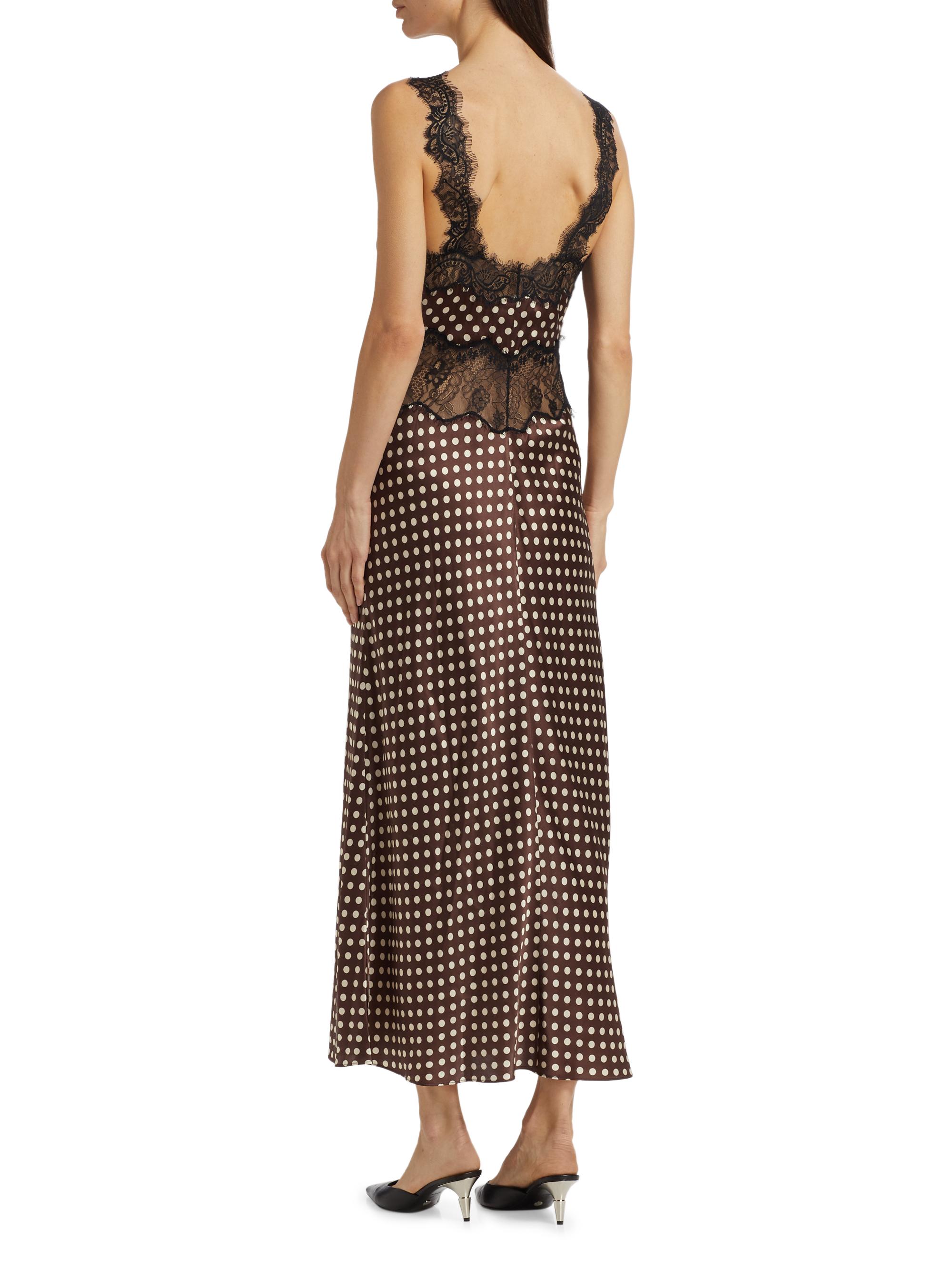 Ronny Kobo Holiday Polka Dot Lace-Trimmed Maxi Dress | Saks Fifth