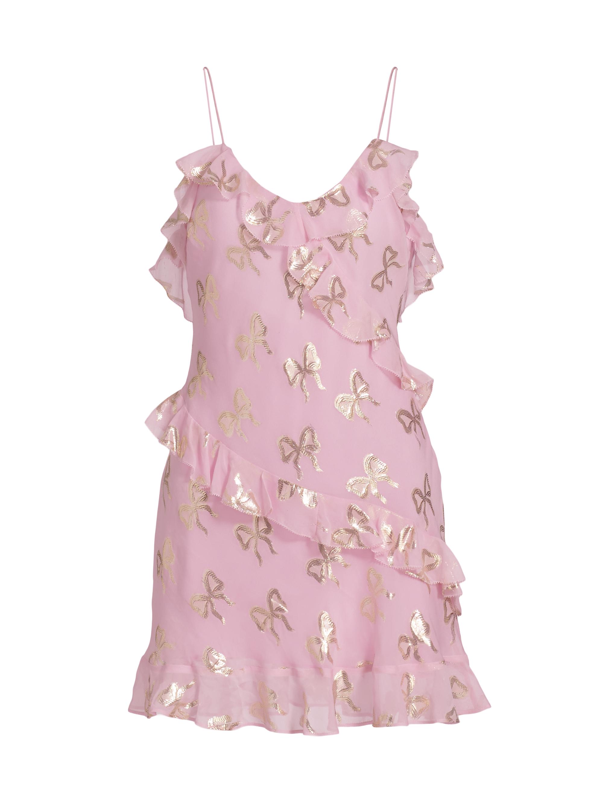 LoveShackFancy Lomina Bow Ruffle Chiffon Minidress | Saks Fifth Avenue
