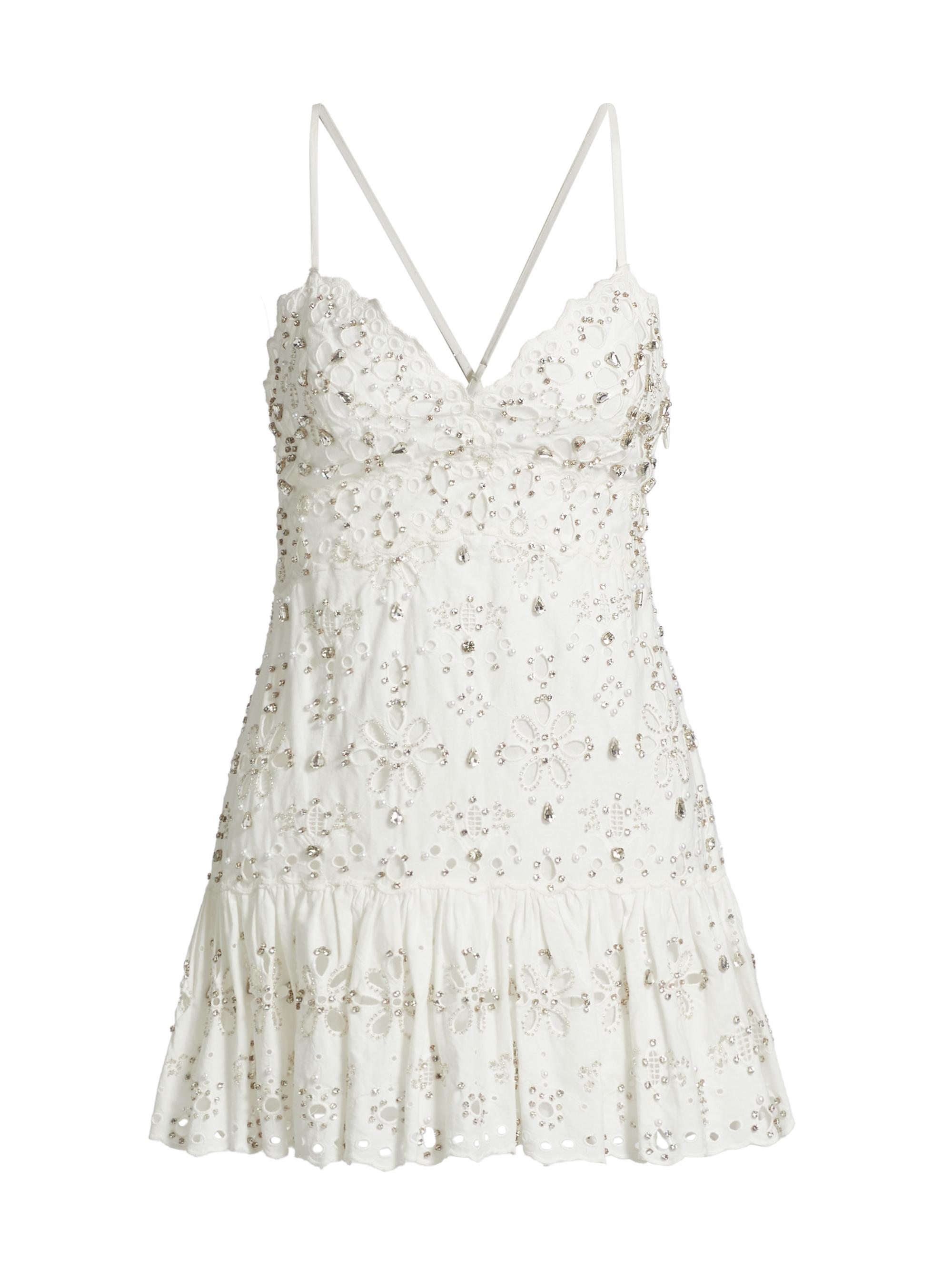 LoveShackFancy Women's Diamond Kissed Eyelet Catana Dress - White